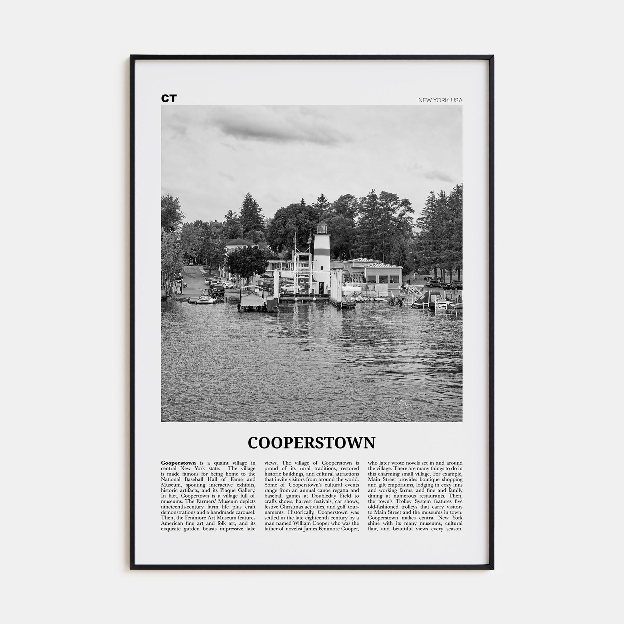 Cooperstown Travel B&W Poster