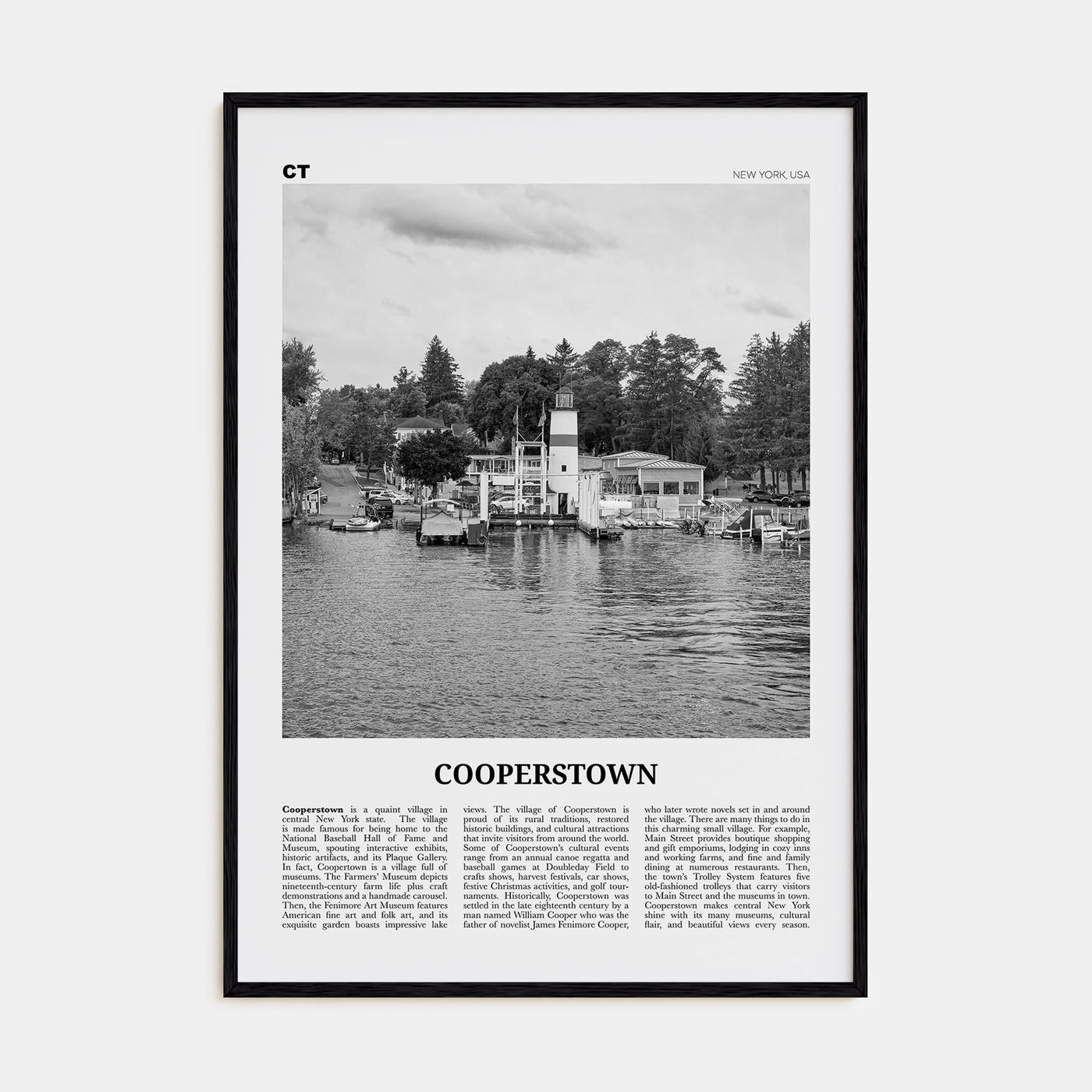 Cooperstown Travel B&W Poster