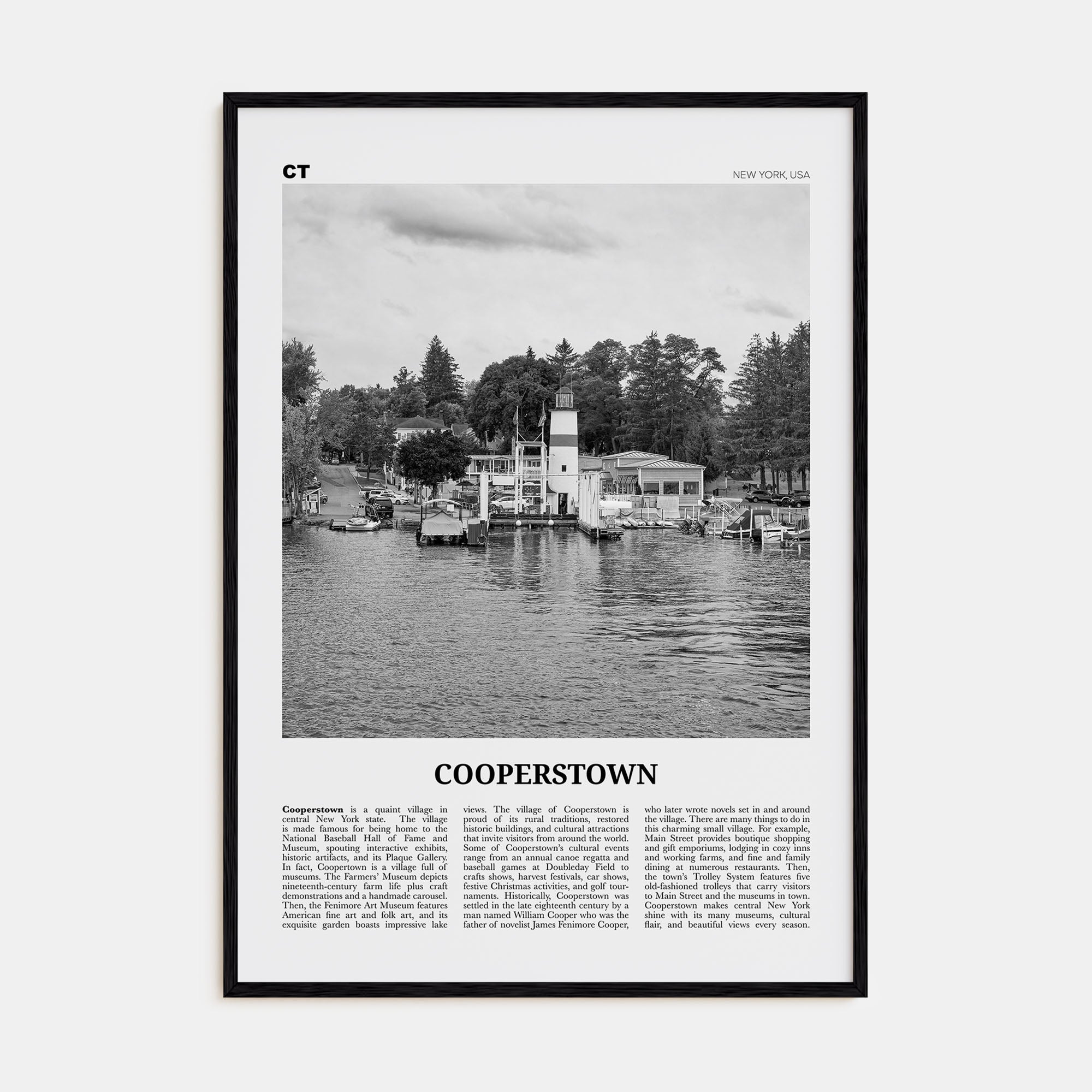 Cooperstown Travel B&W Poster