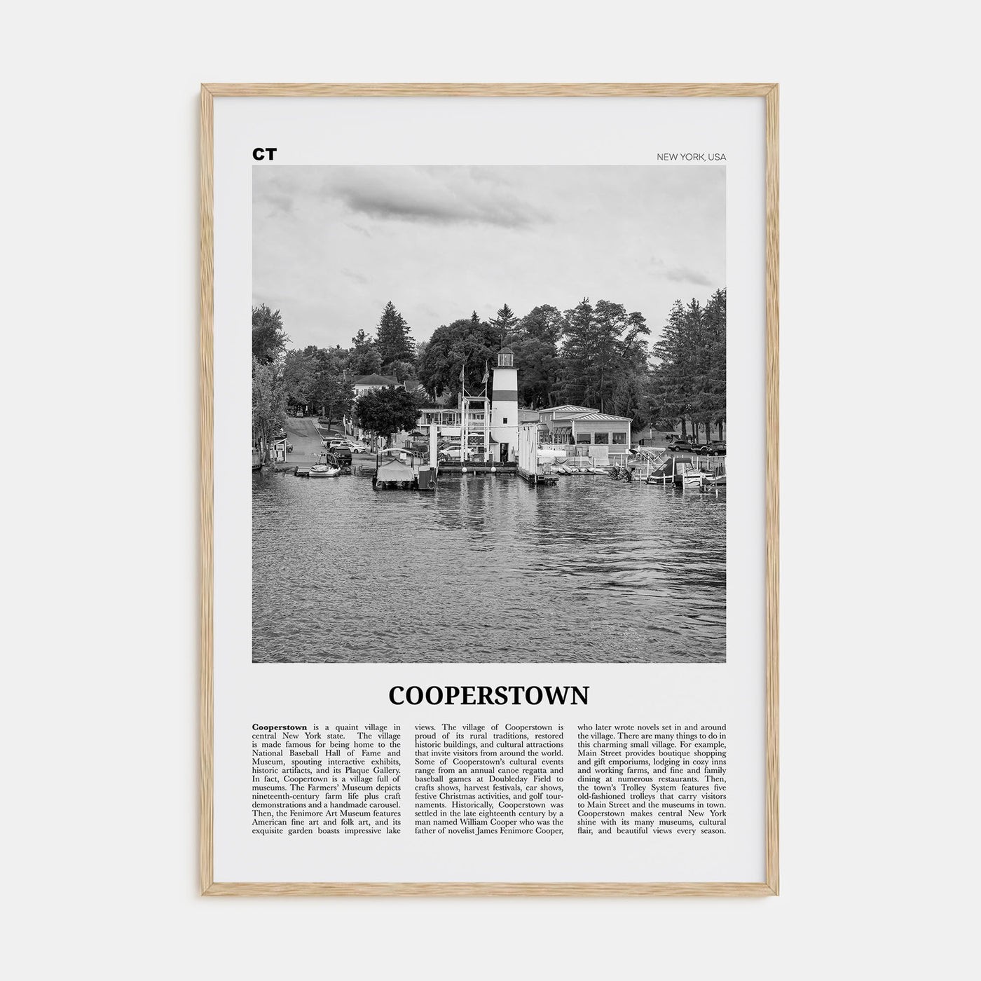 Cooperstown Travel B&W Poster