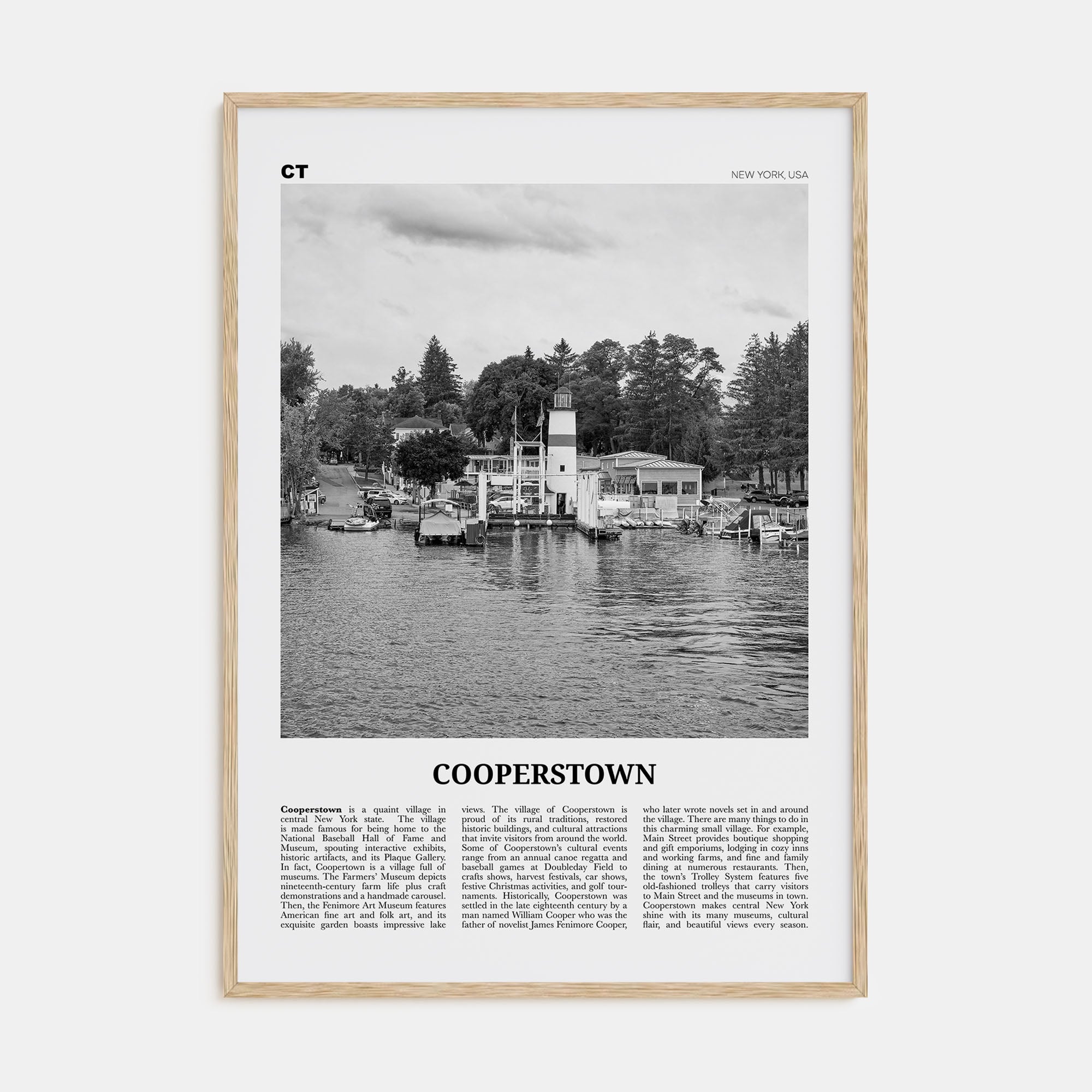 Cooperstown Travel B&W Poster