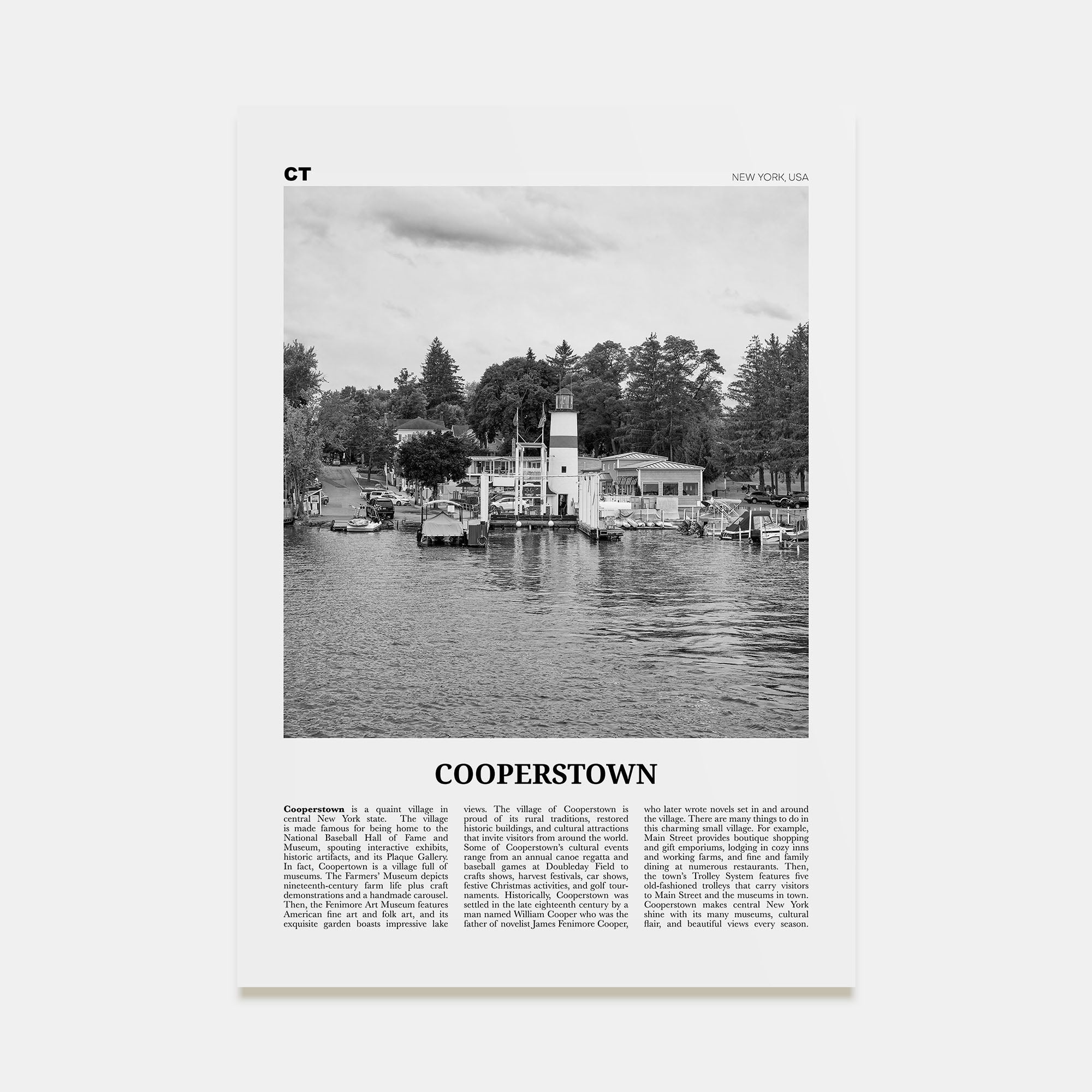 Cooperstown Travel B&W Poster