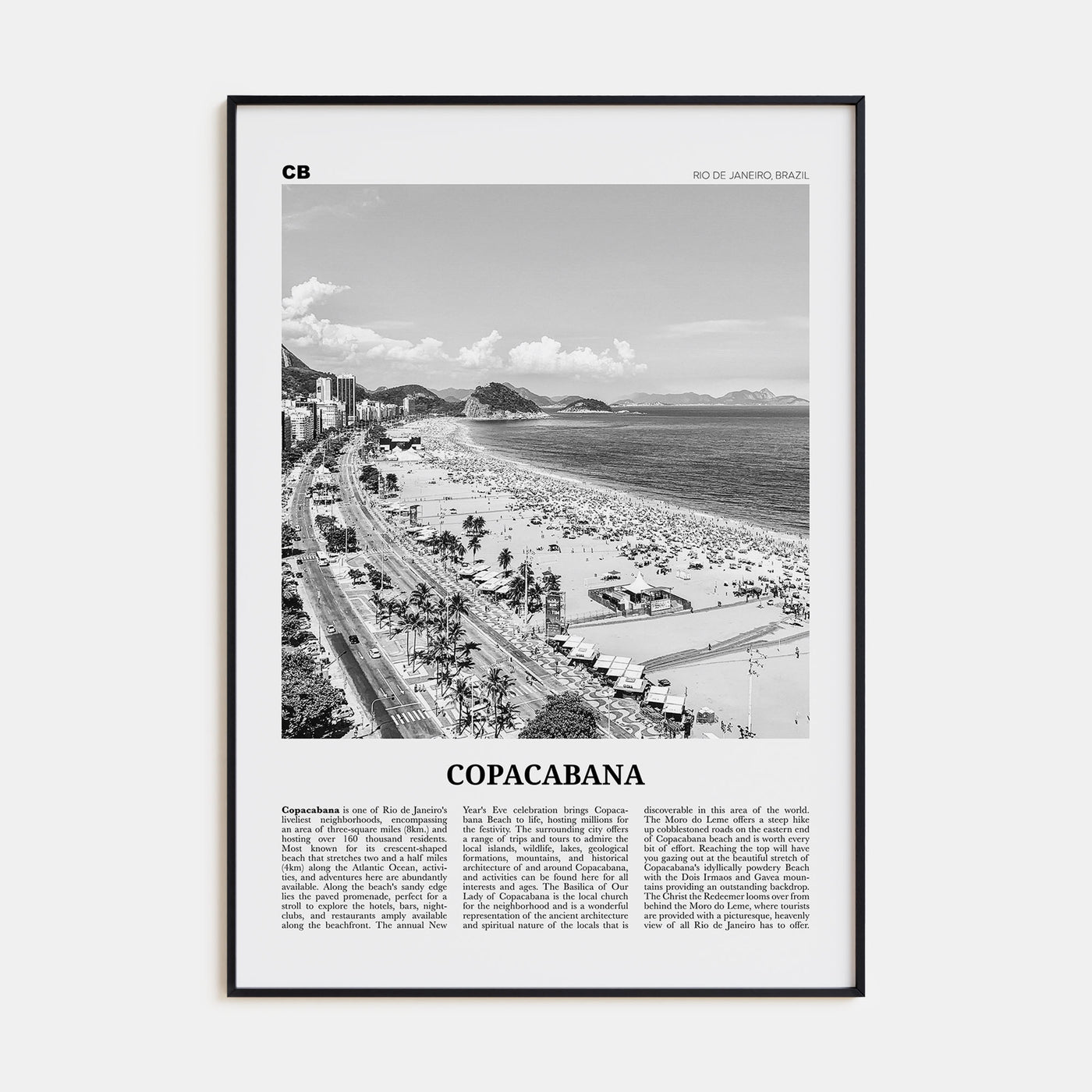 Copacabana Travel B&W Poster