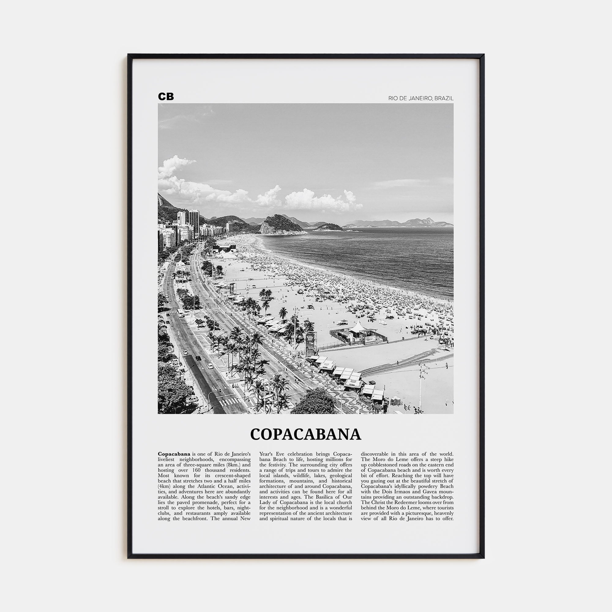 Copacabana Travel B&W Poster