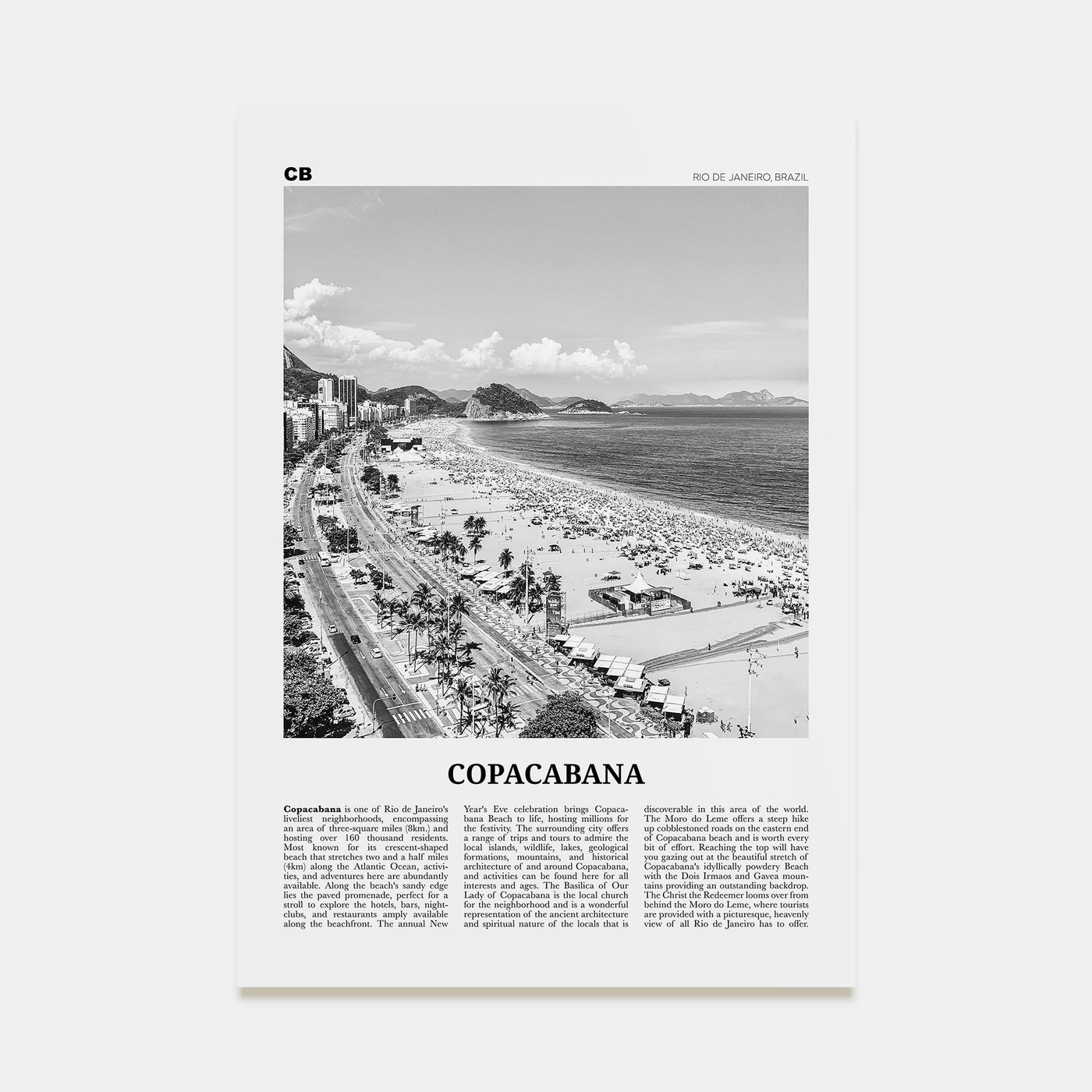 Copacabana Travel B&W Poster
