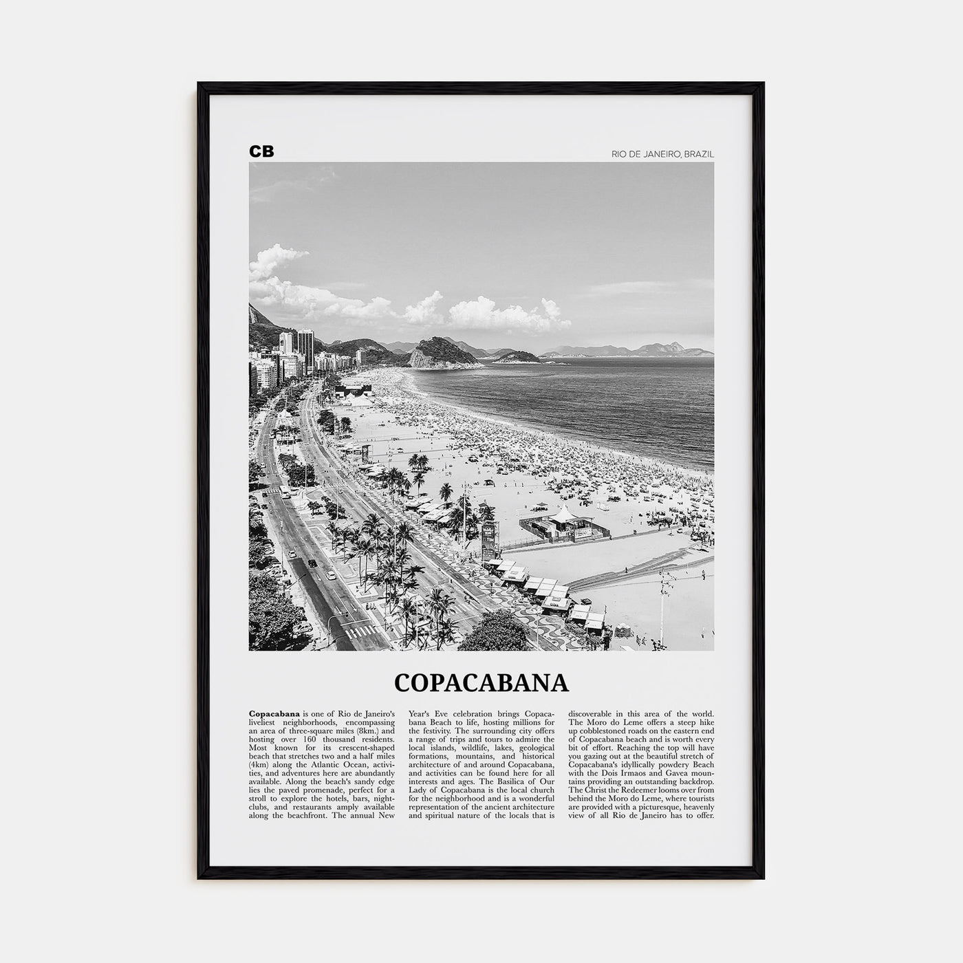 Copacabana Travel B&W Poster