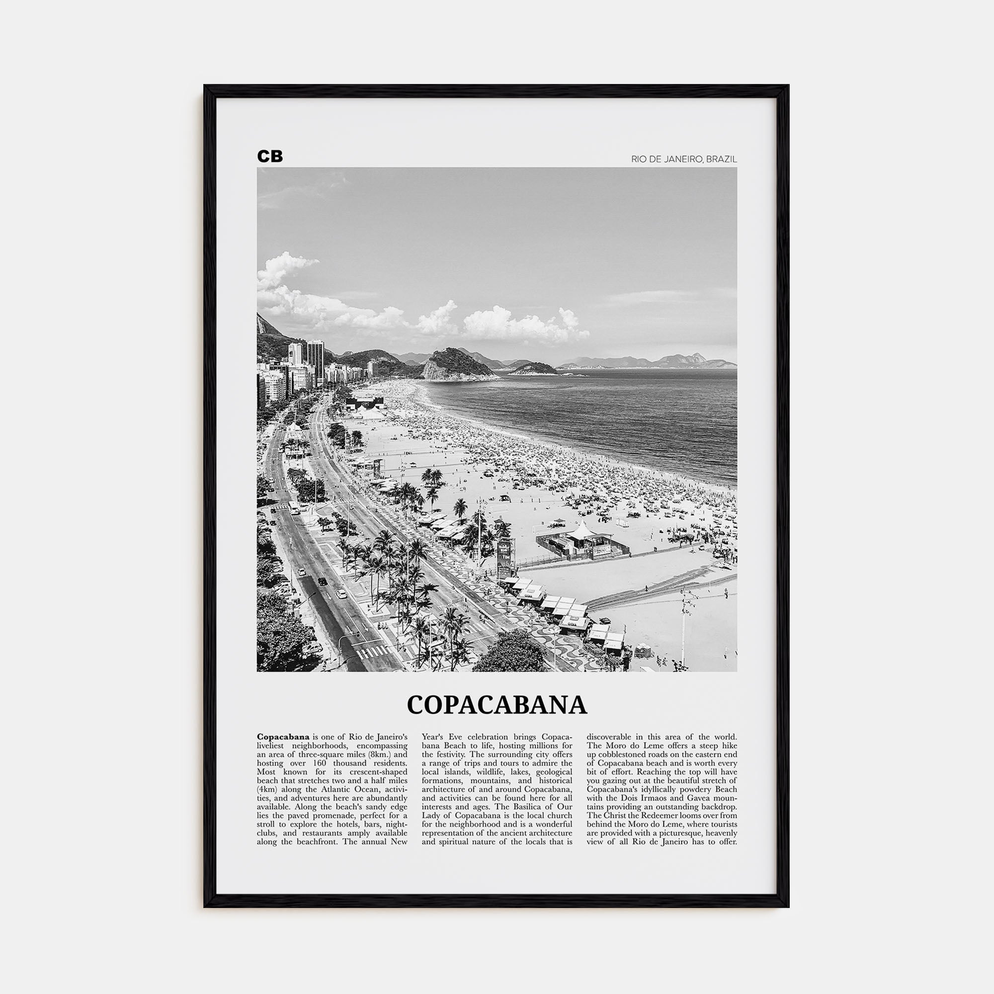 Copacabana Travel B&W Poster