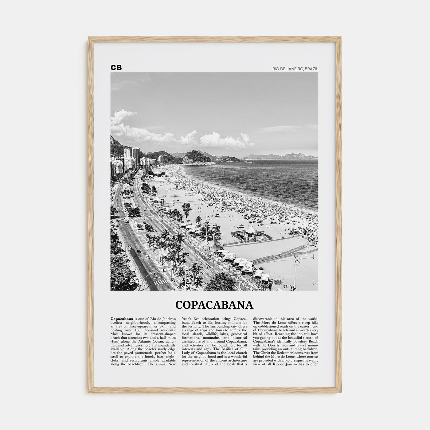 Copacabana Travel B&W Poster