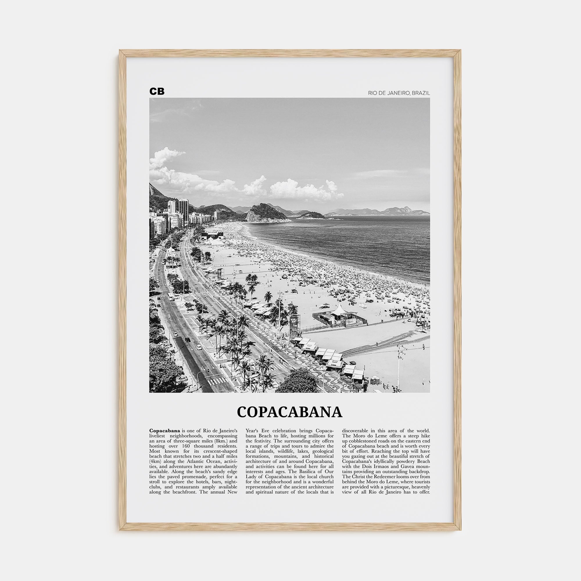 Copacabana Travel B&W Poster