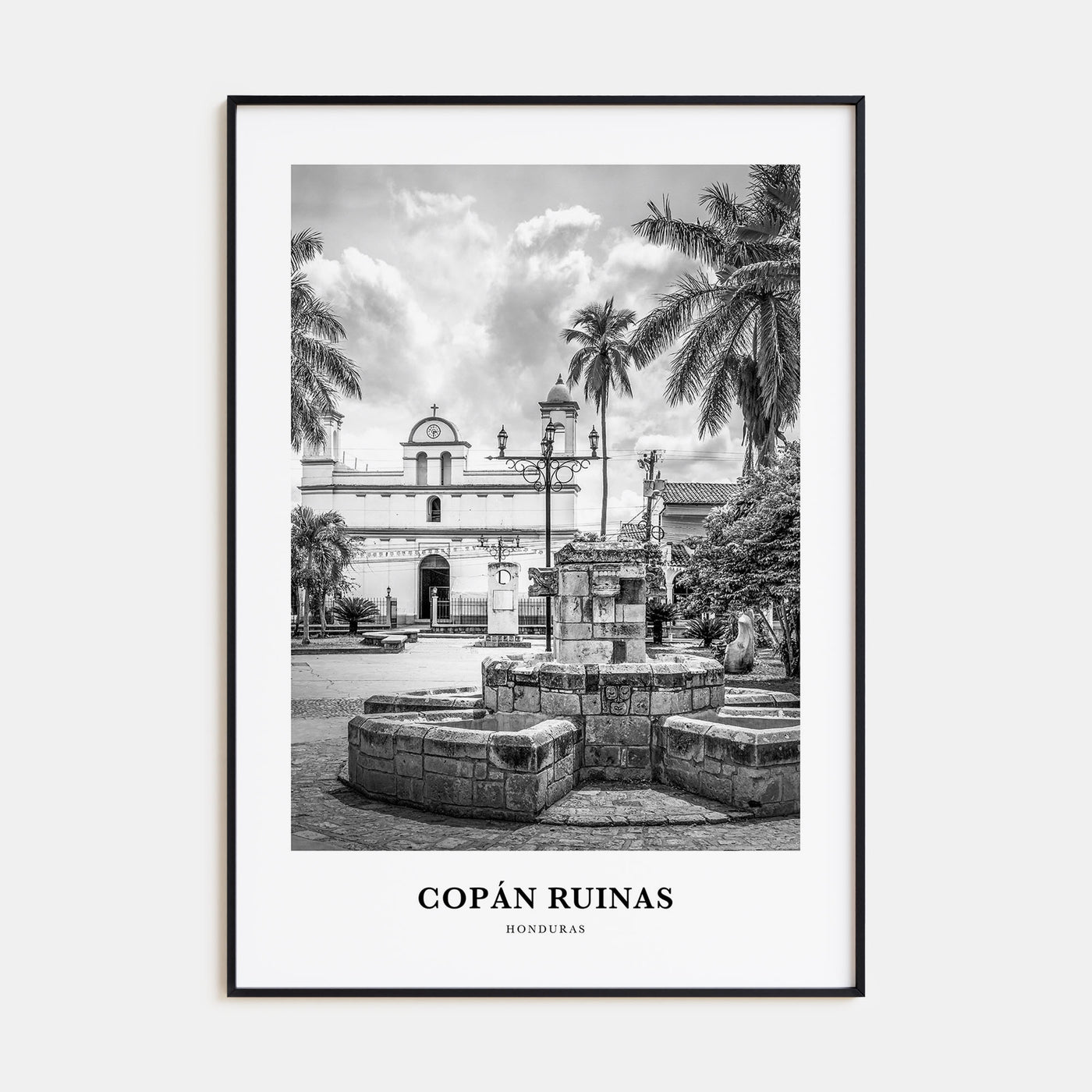 Copán Ruinas Portrait B&W Poster