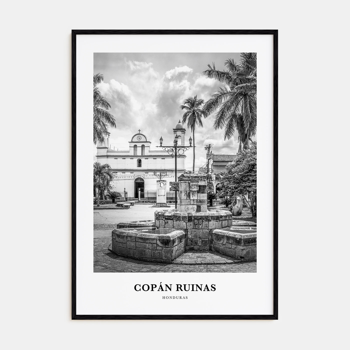 Copán Ruinas Portrait B&W Poster