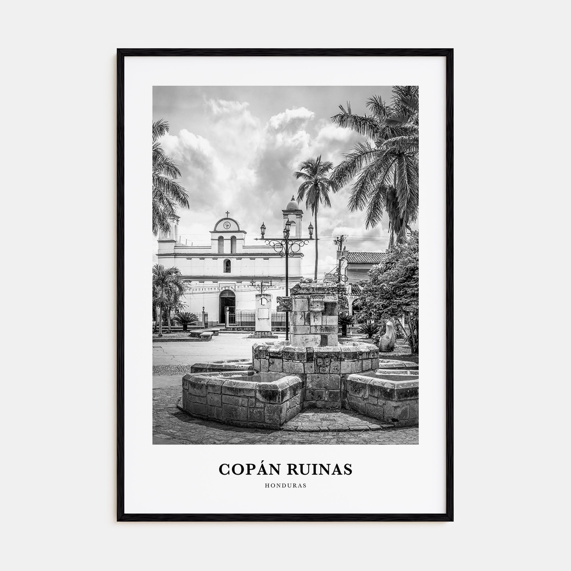 Copán Ruinas Portrait B&W Poster