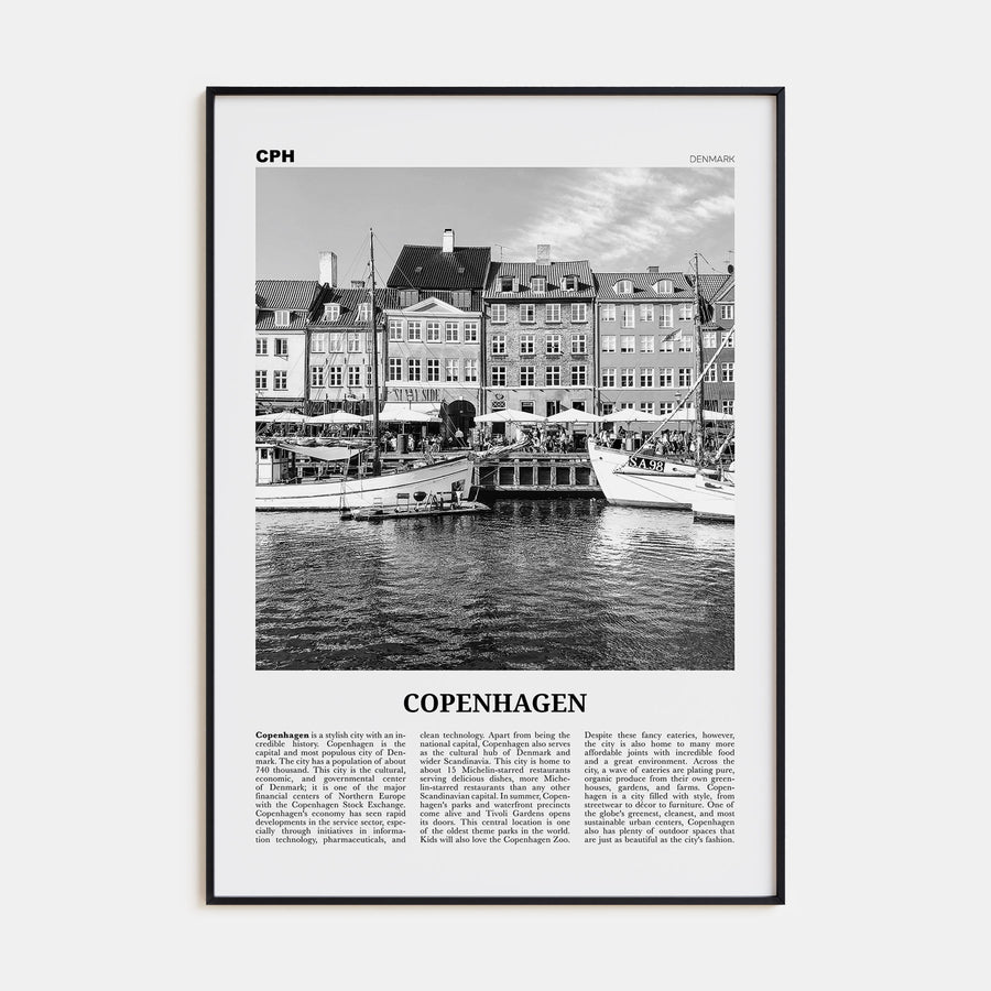 Copenhagen Travel B&W No 1 Poster