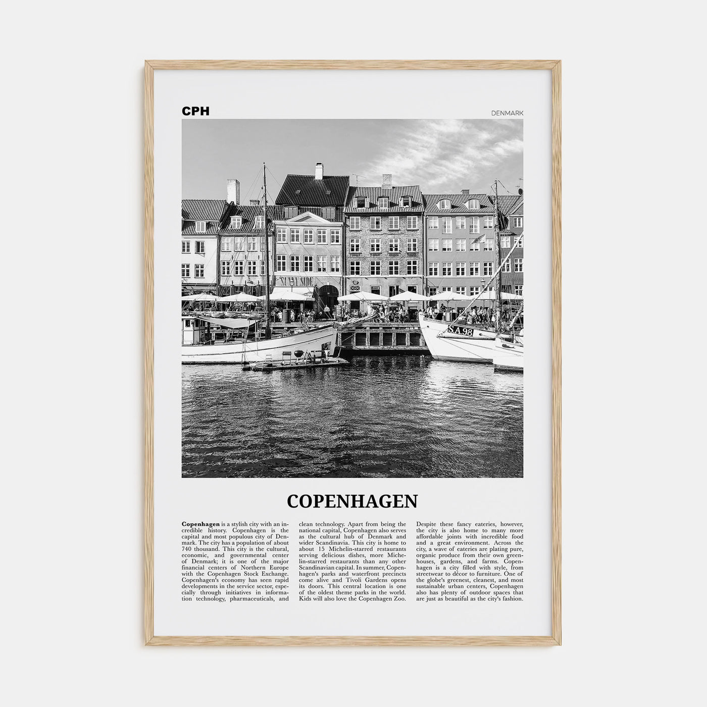 Copenhagen Travel B&W No 1 Poster