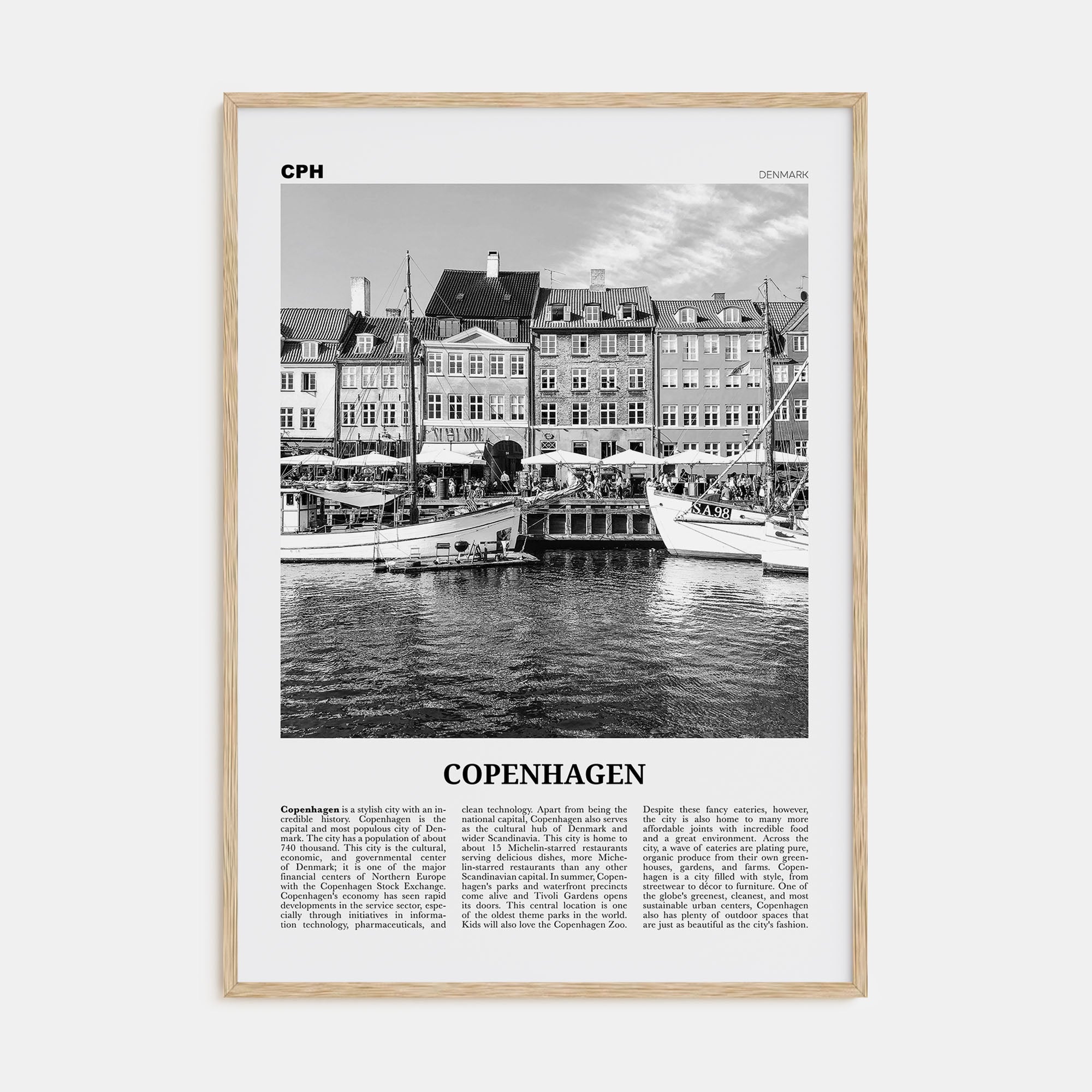 Copenhagen Travel B&W No 1 Poster