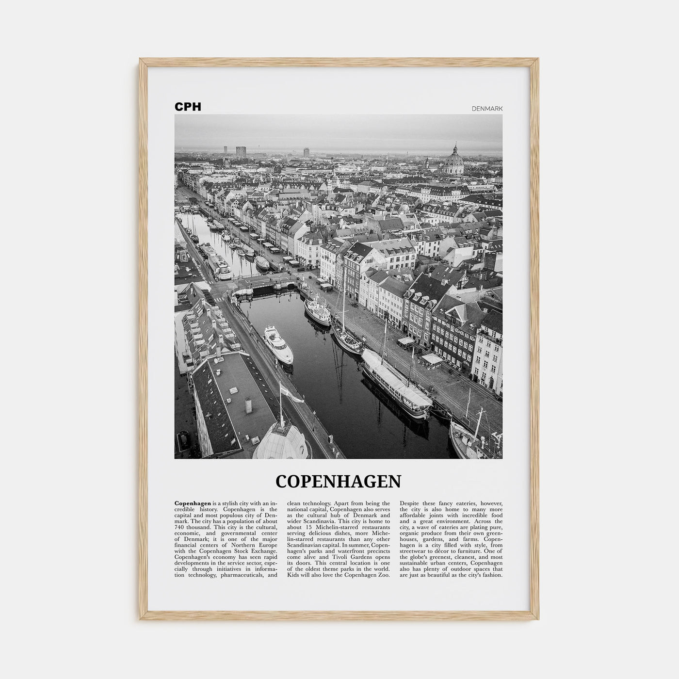 Copenhagen Travel B&W No 2 Poster
