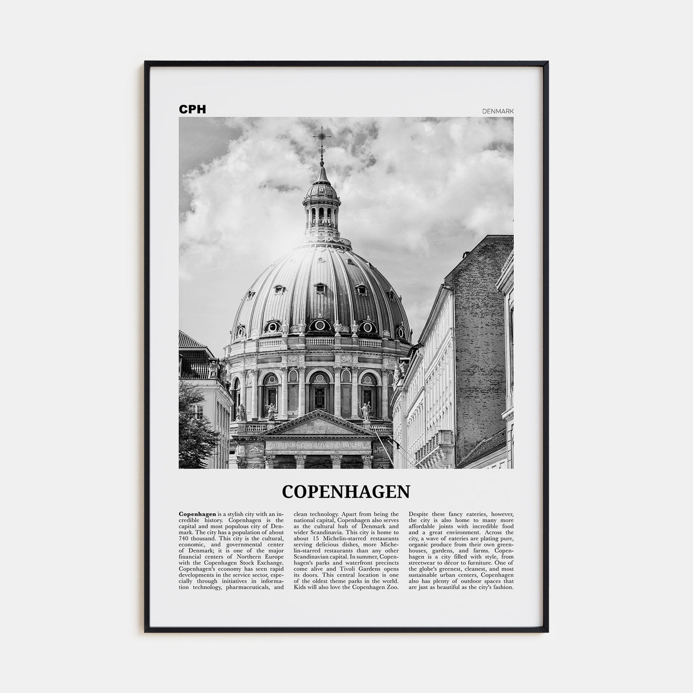 Copenhagen Travel B&W No 3 Poster