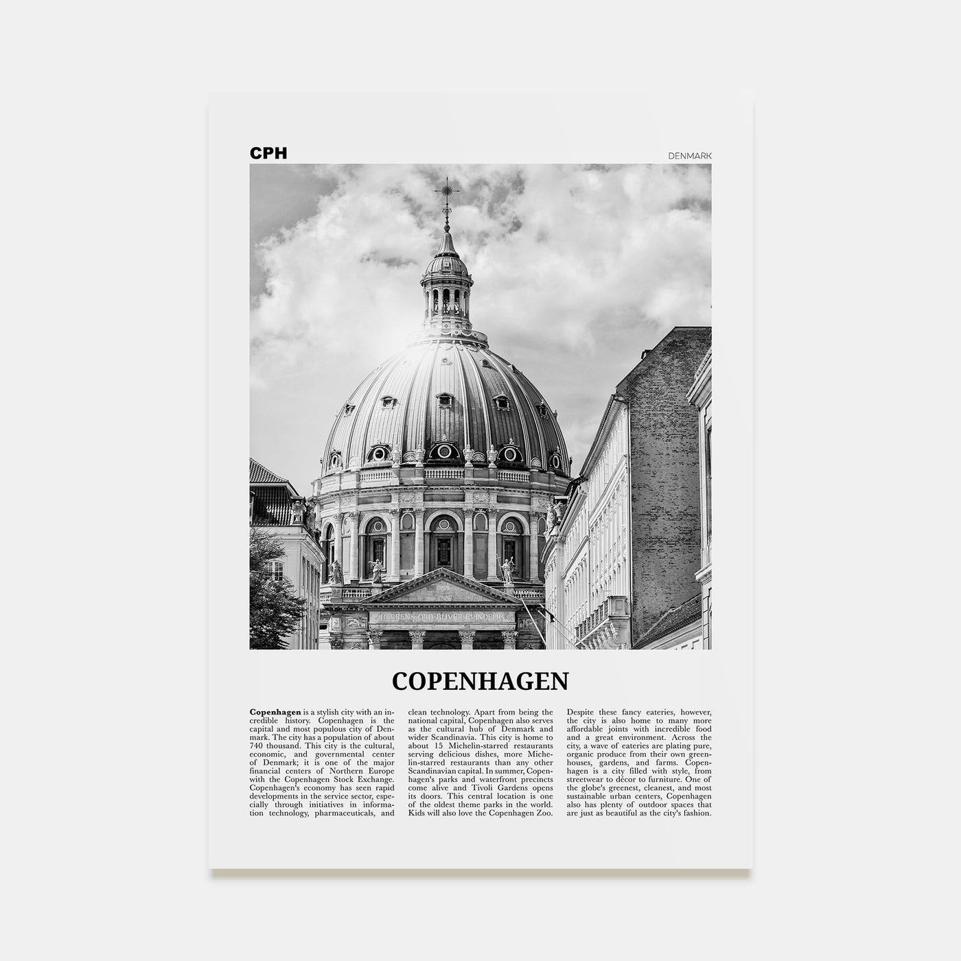 Copenhagen Travel B&W No 3 Poster