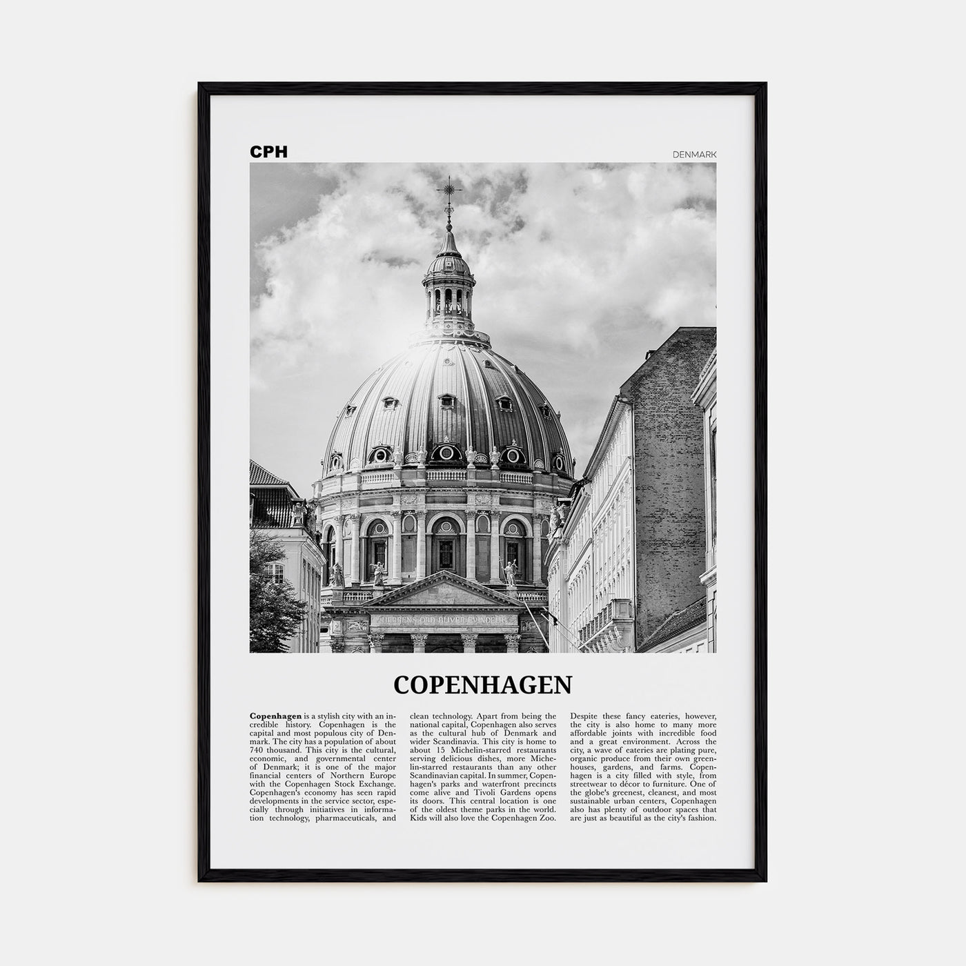 Copenhagen Travel B&W No 3 Poster