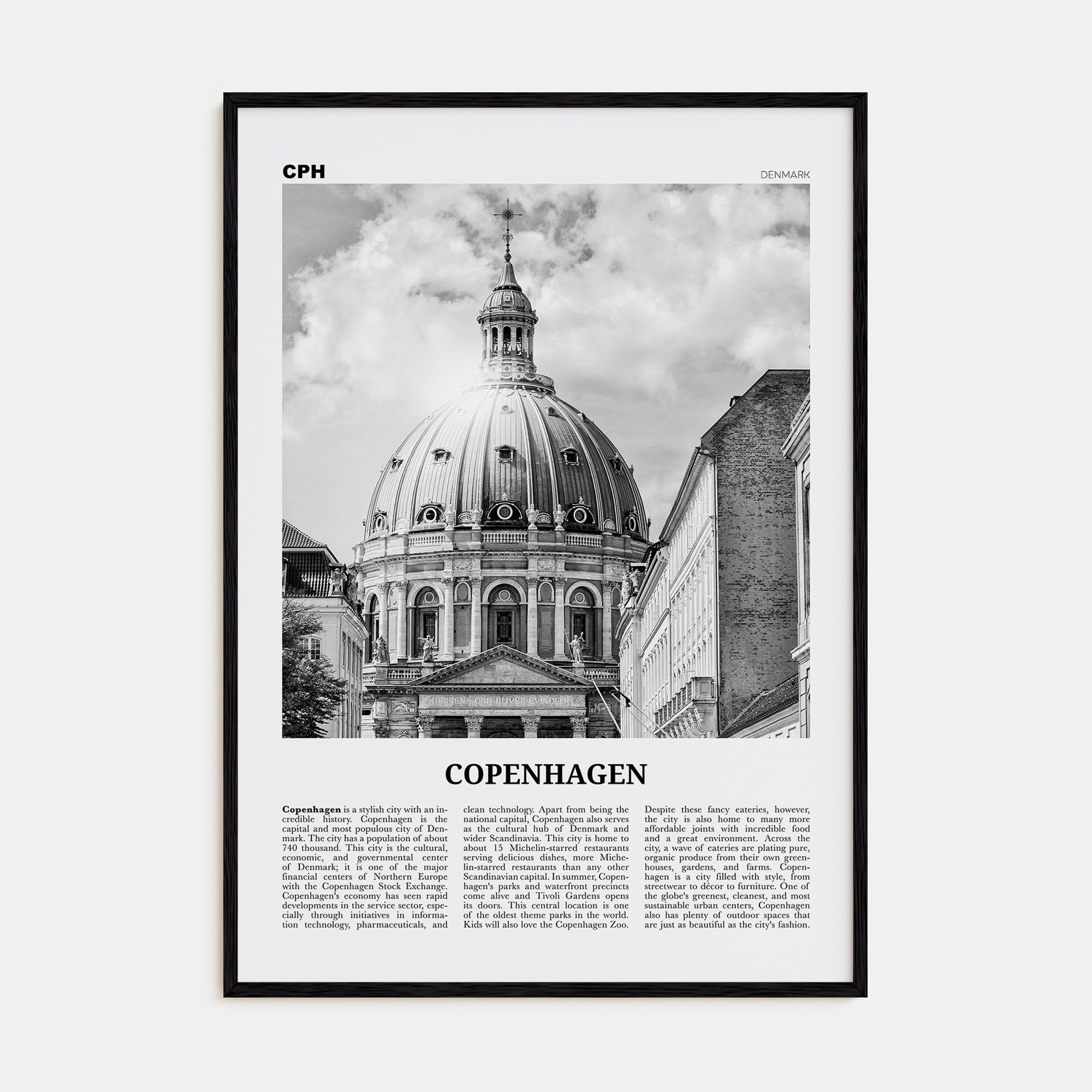 Copenhagen Travel B&W No 3 Poster
