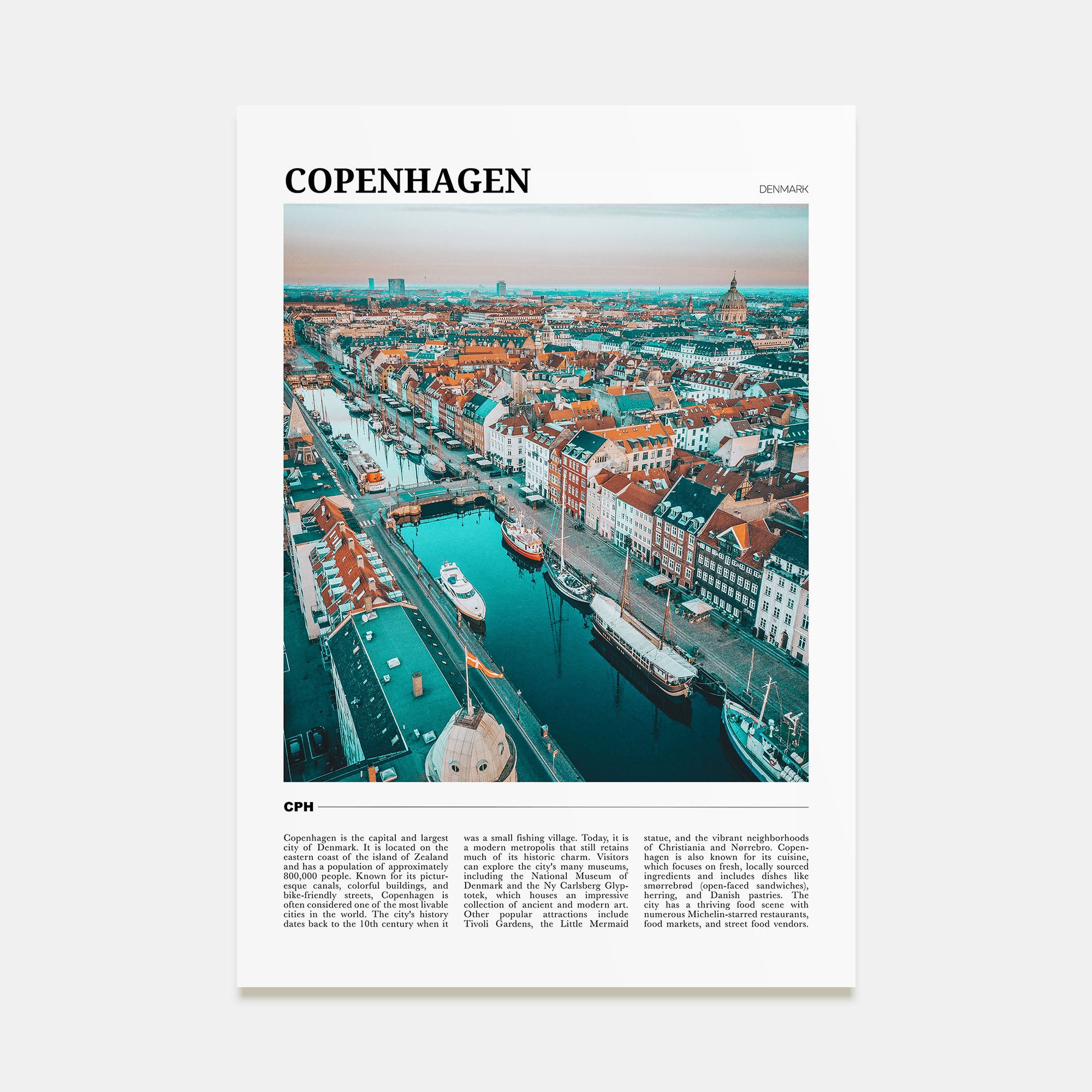 Copenhagen Travel Color Poster