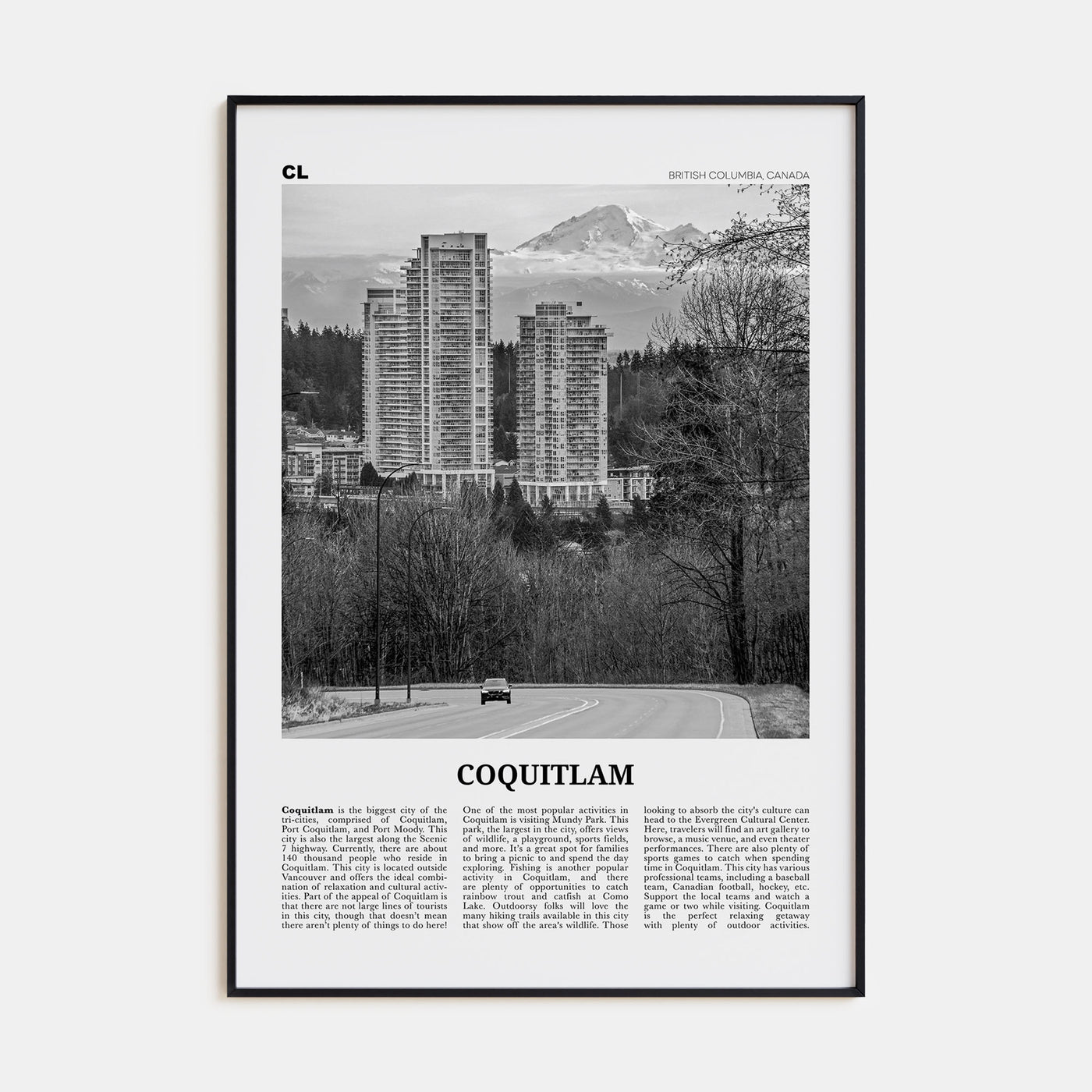 Coquitlam Travel B&W No 1 Poster