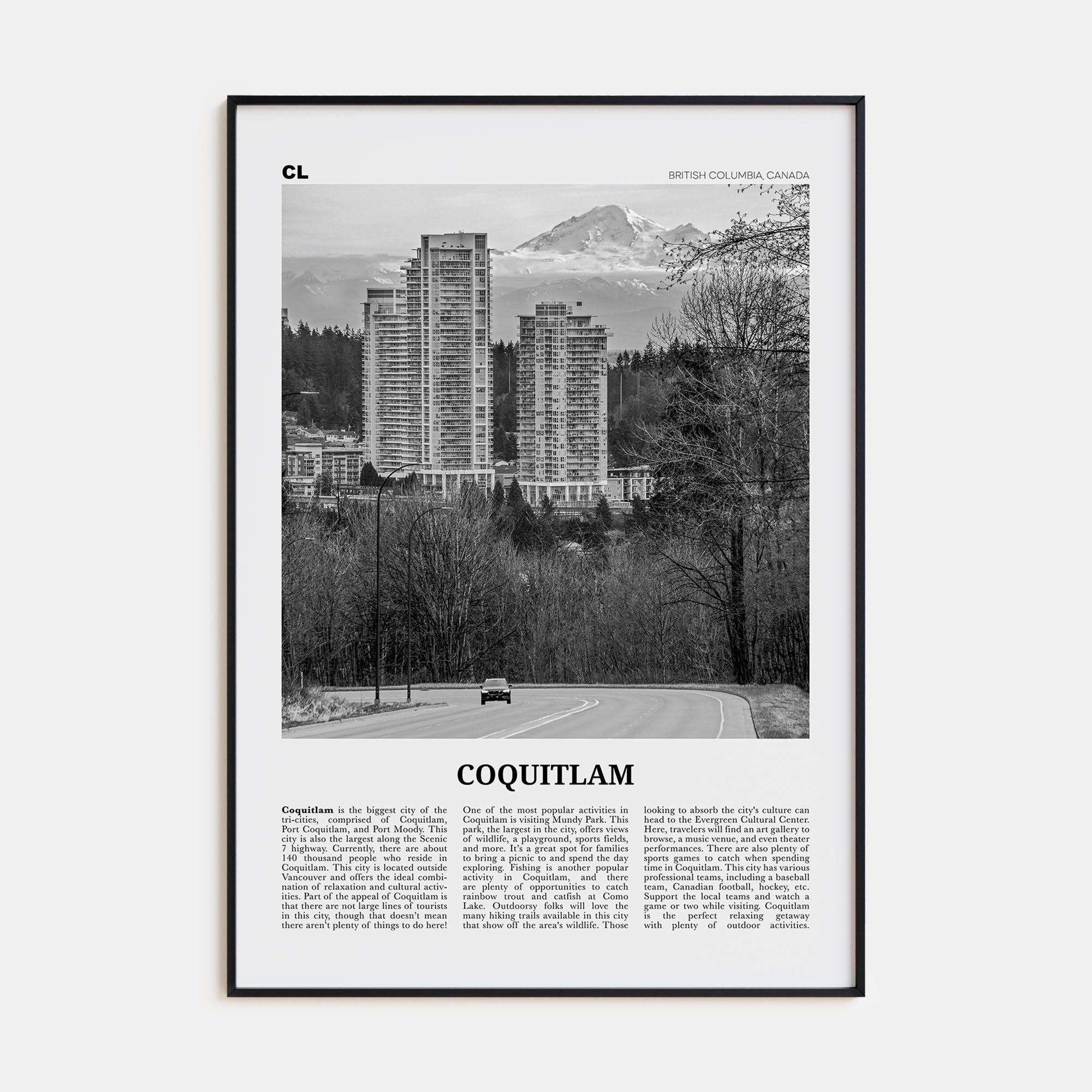 Coquitlam Travel B&W No 1 Poster