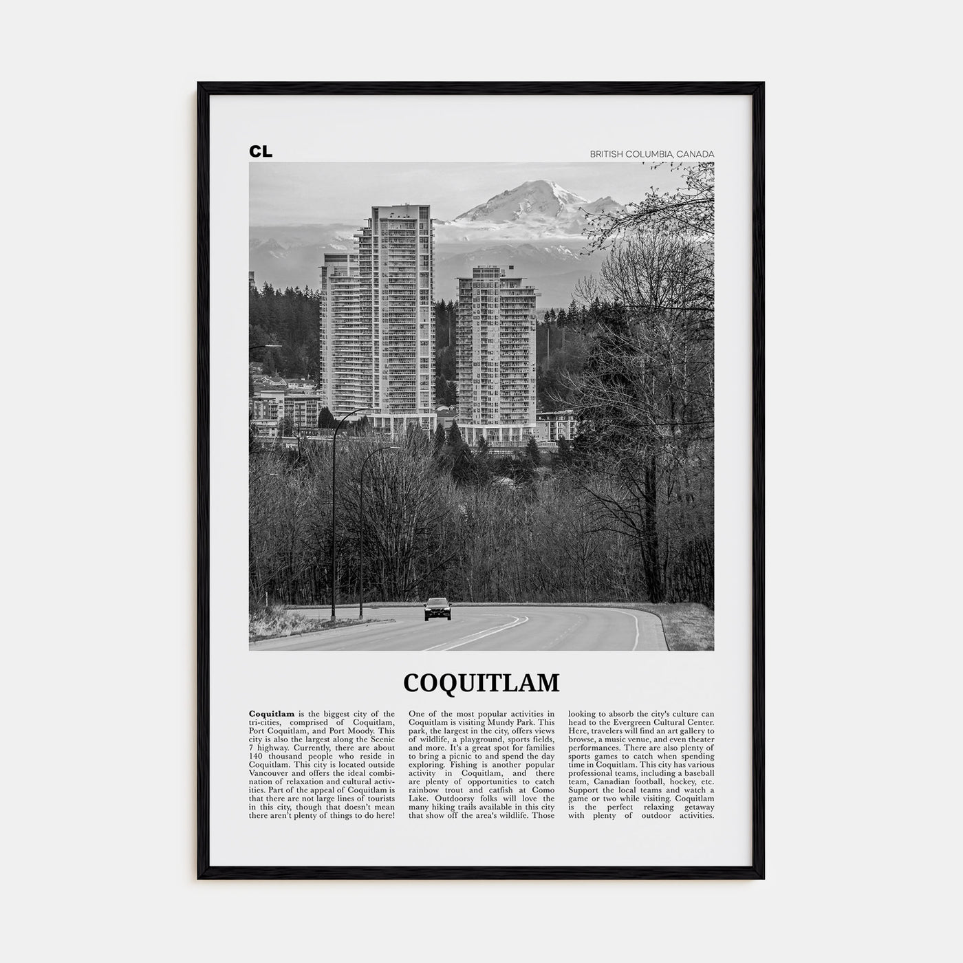 Coquitlam Travel B&W No 1 Poster