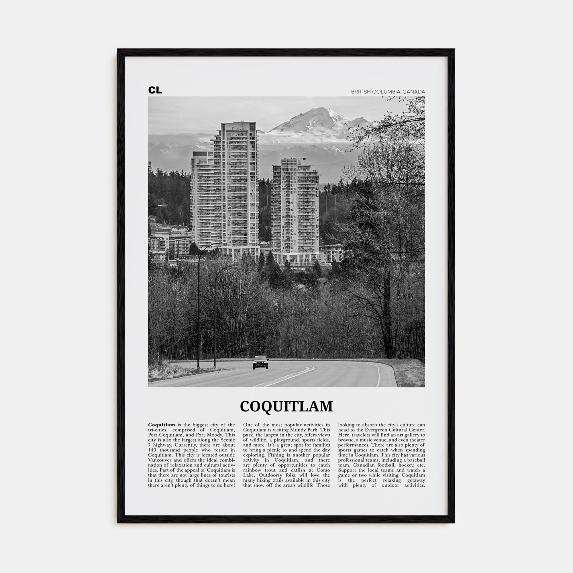 Coquitlam Travel B&W No 1 Poster