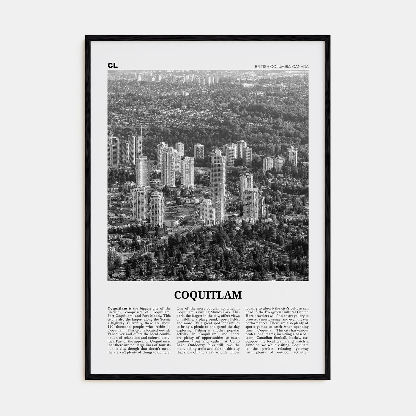 Coquitlam Travel B&W No 2 Poster