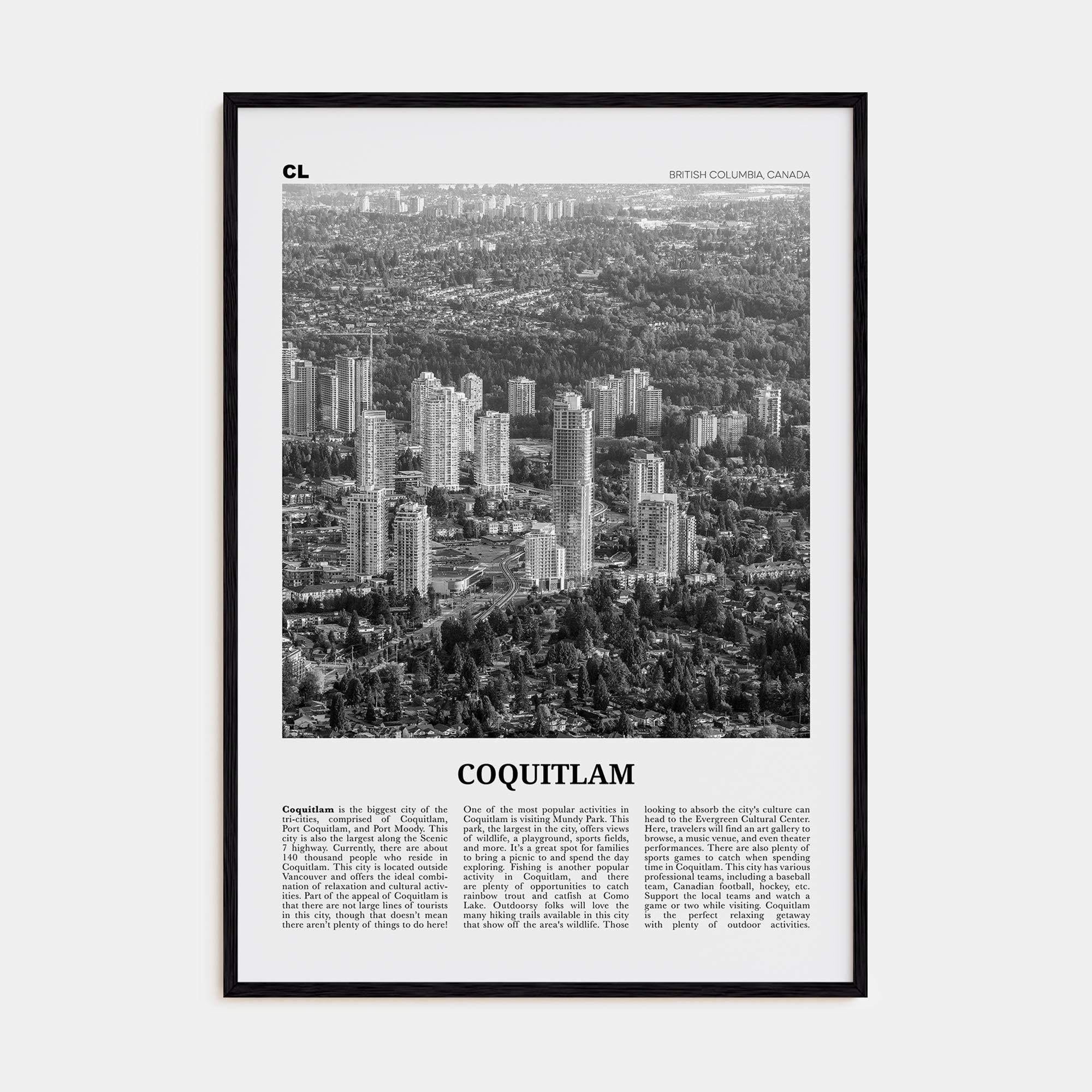 Coquitlam Travel B&W No 2 Poster