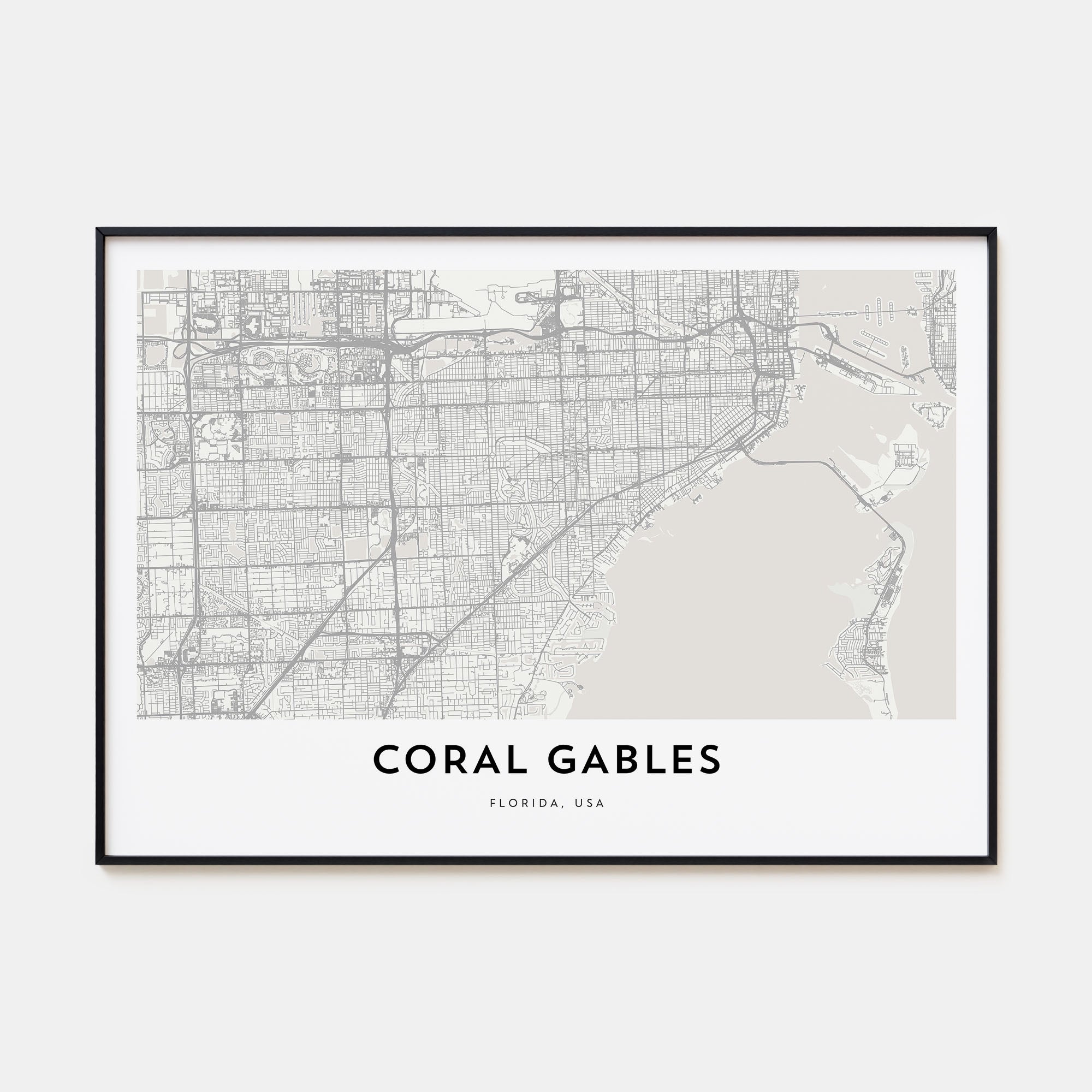 Coral Gables Map Landscape Poster