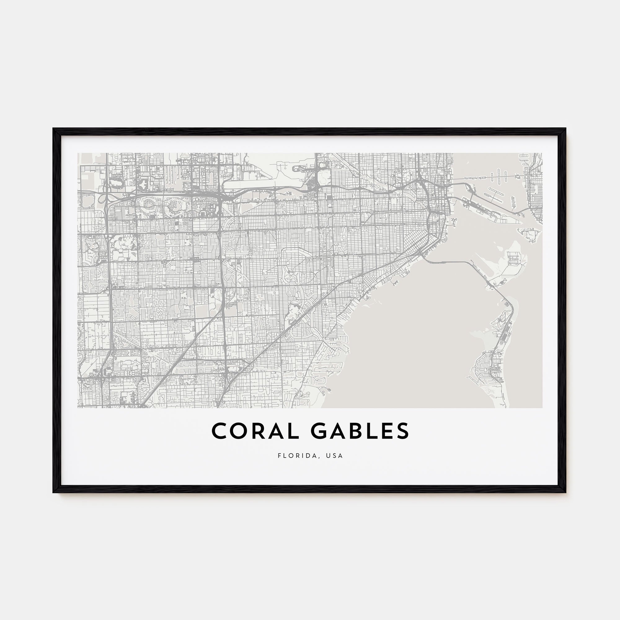Coral Gables Map Landscape Poster