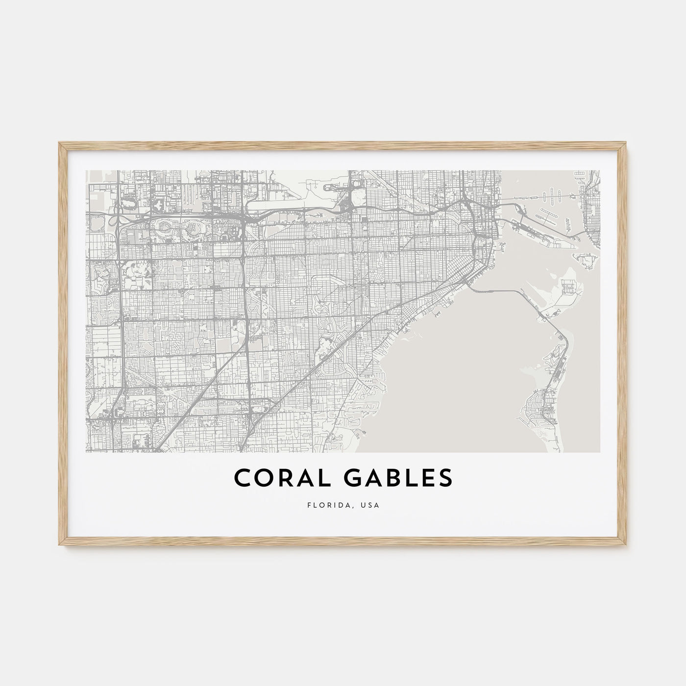 Coral Gables Map Landscape Poster