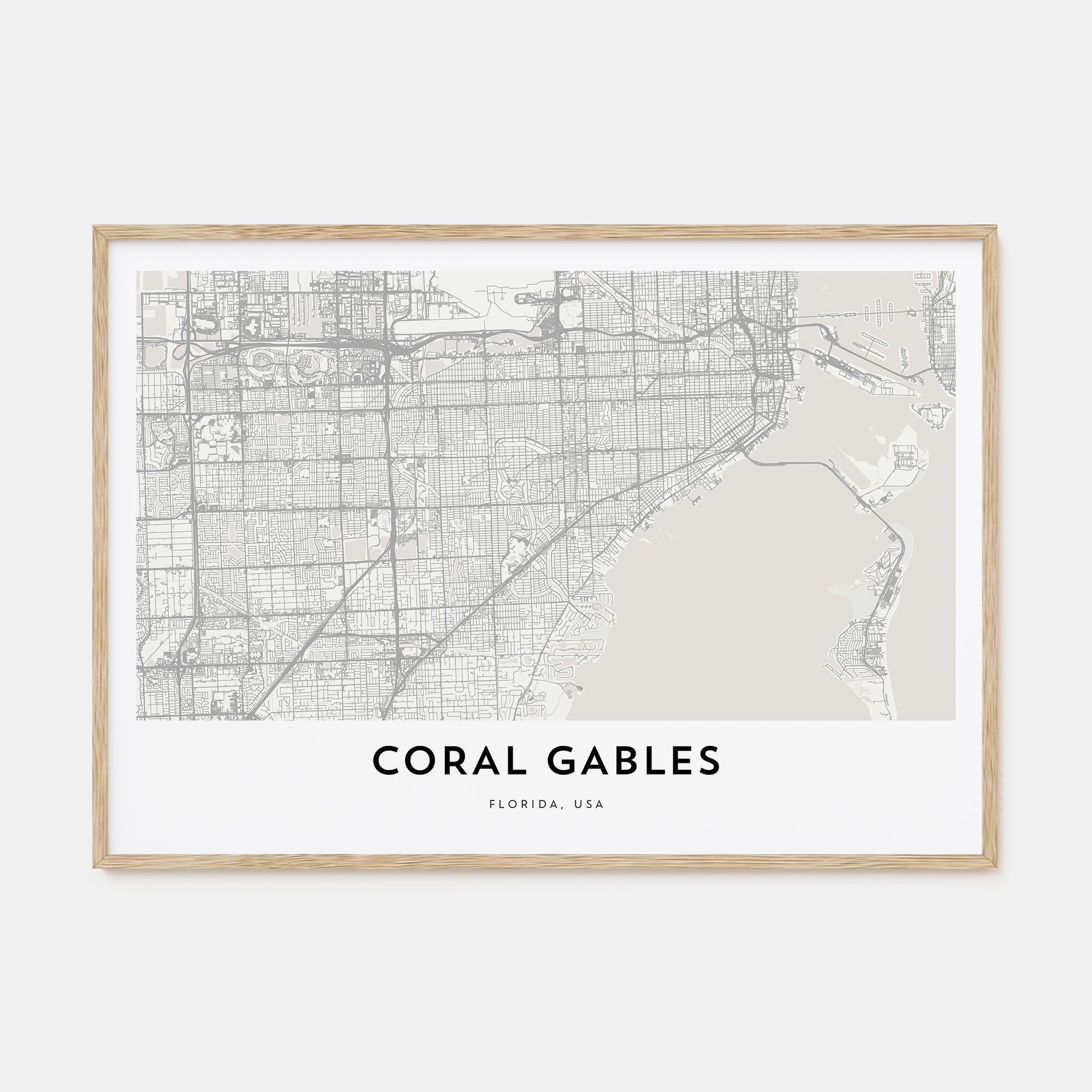 Coral Gables Map Landscape Poster