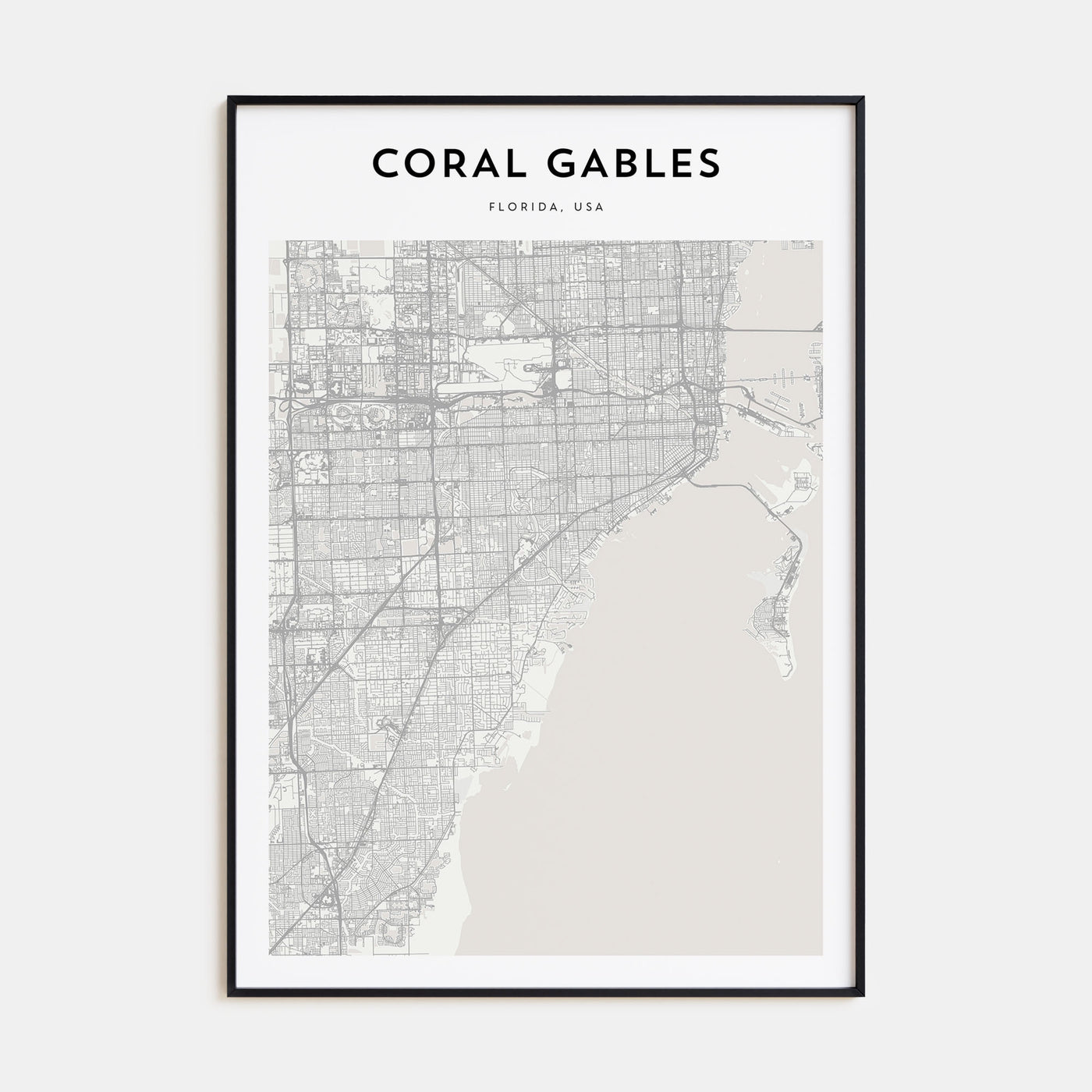 Coral Gables Map Portrait Poster