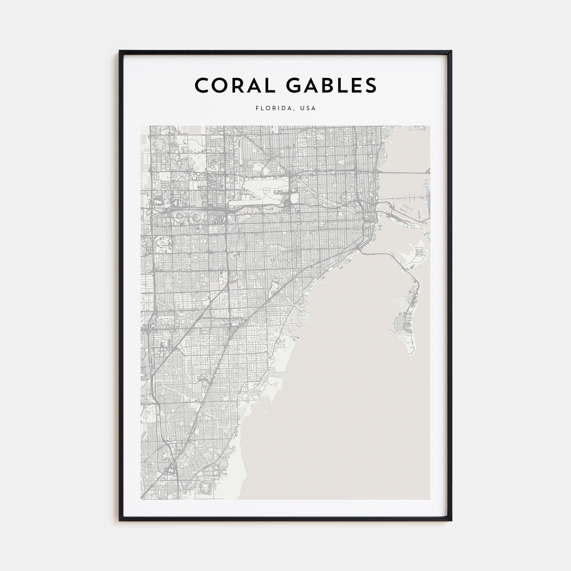 Coral Gables Map Portrait Poster