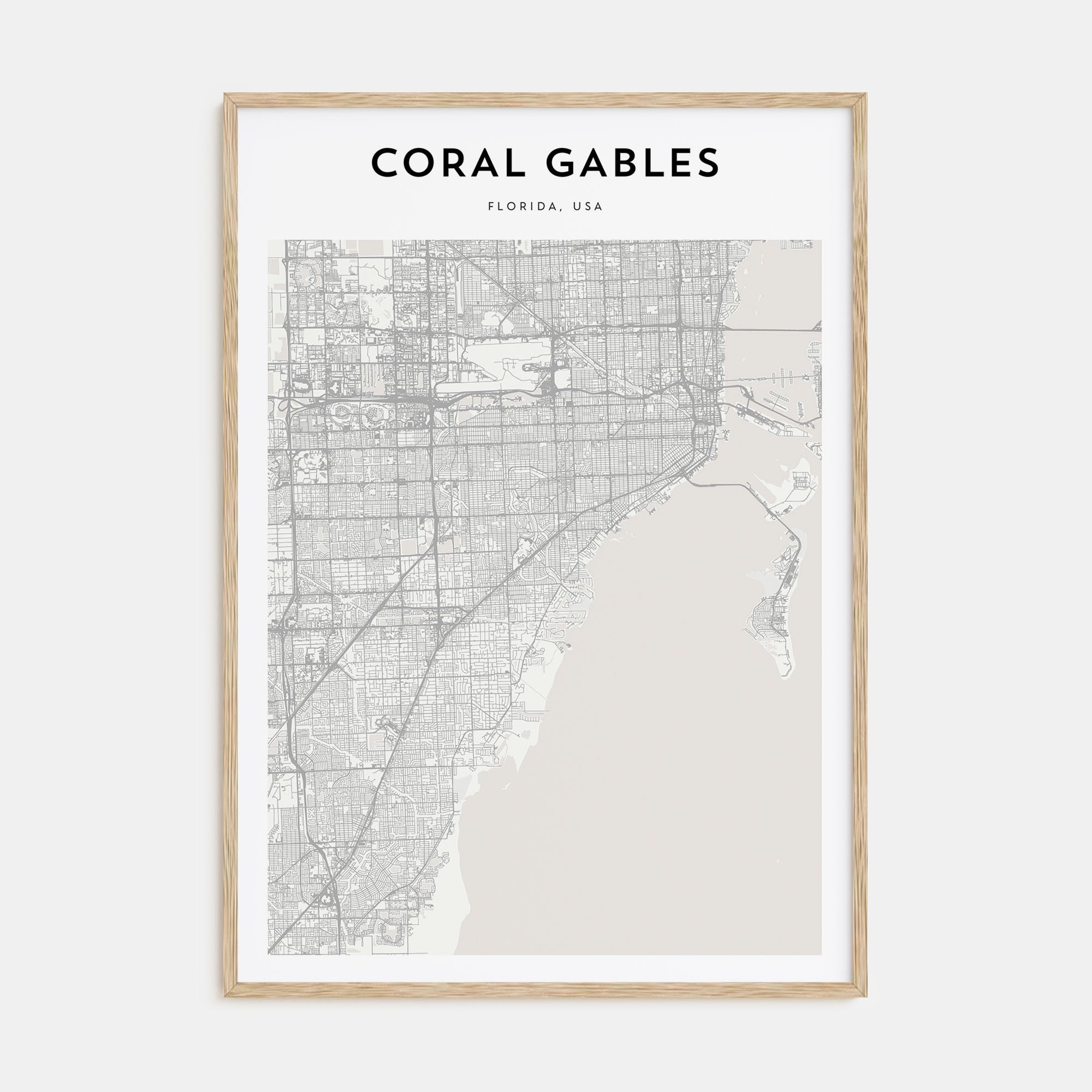 Coral Gables Map Portrait Poster