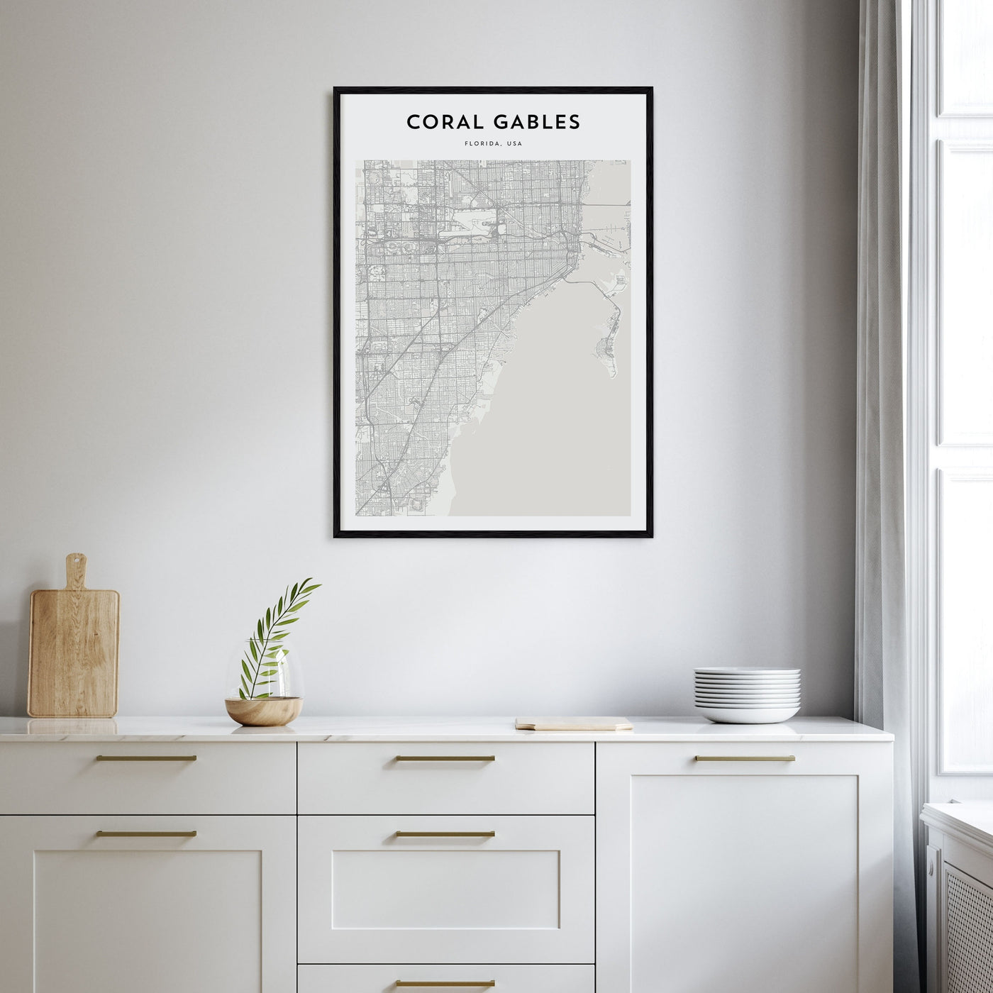 Coral Gables Map Portrait Poster
