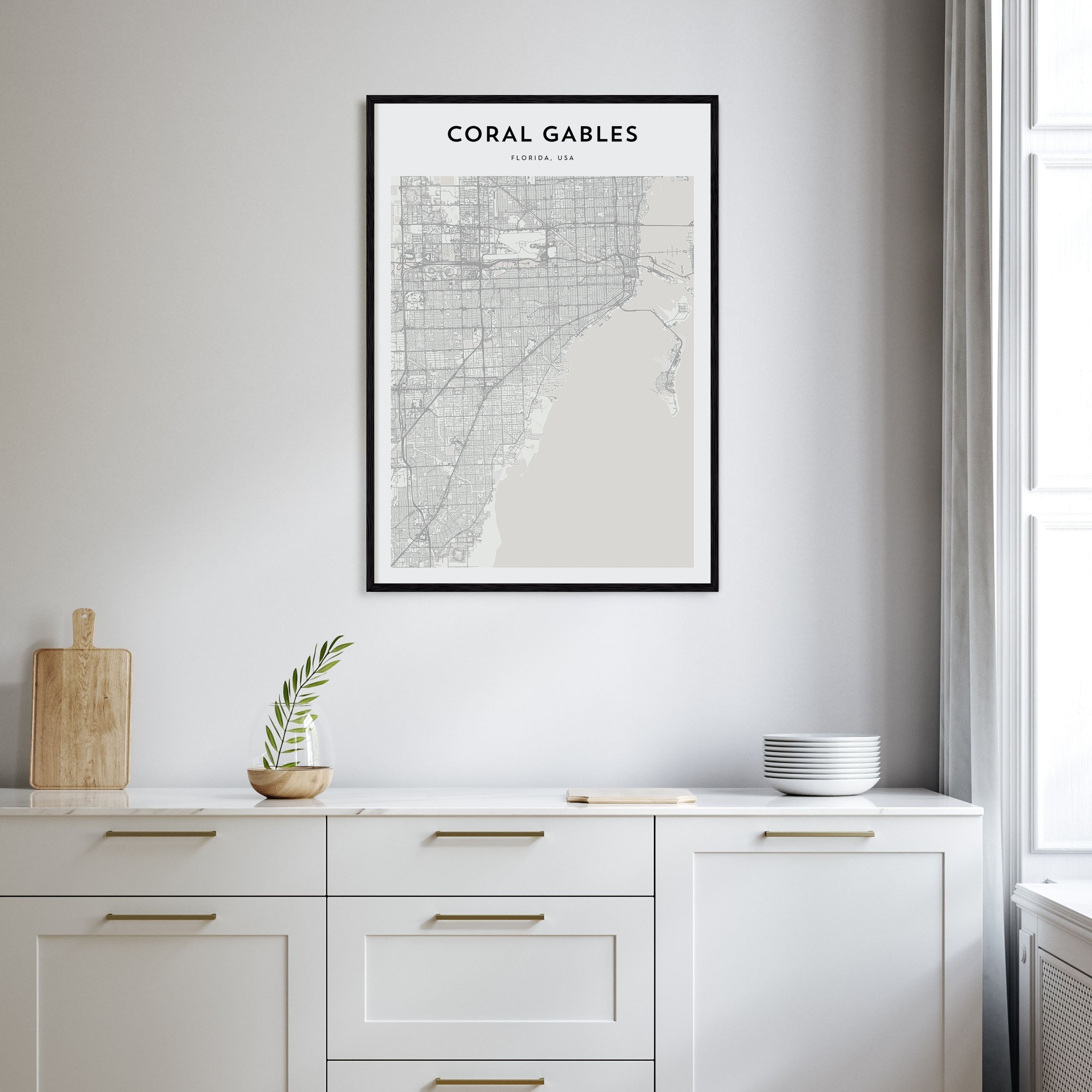 Coral Gables Map Portrait Poster