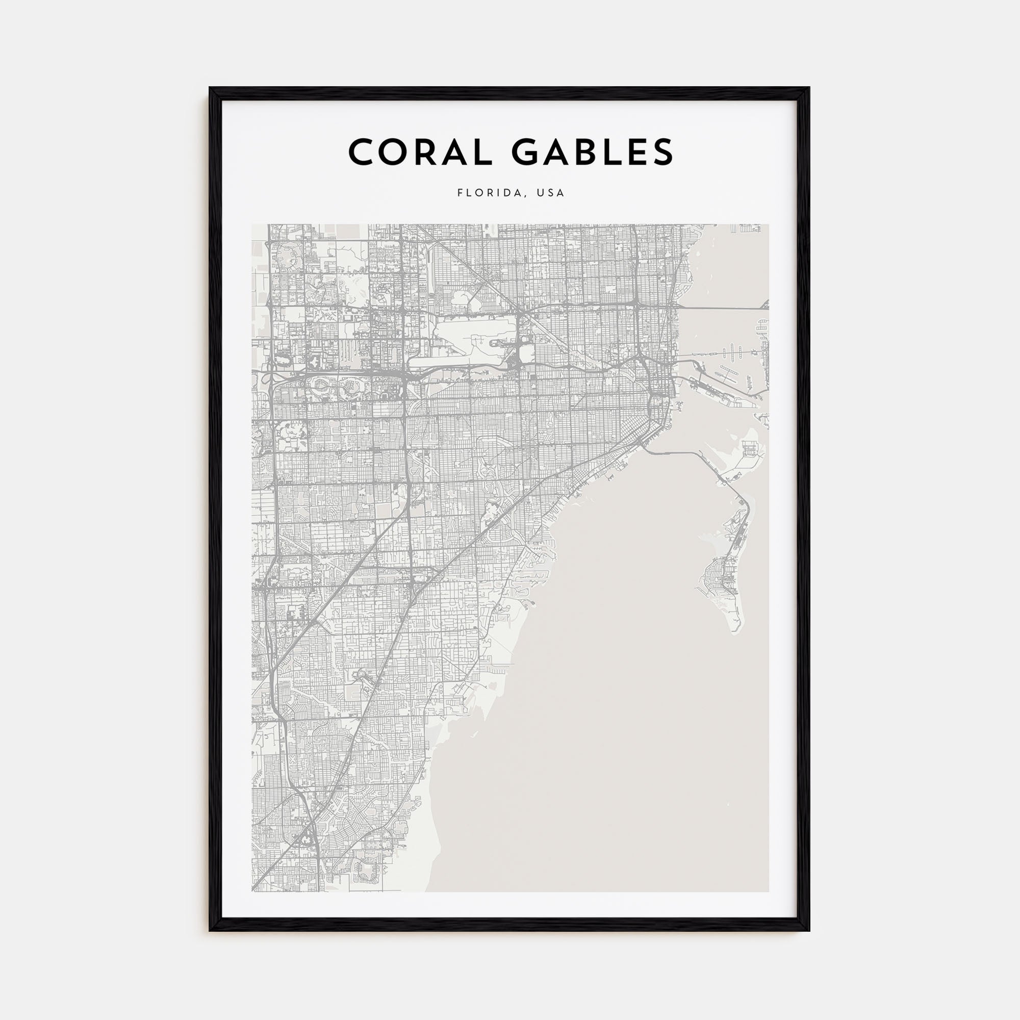 Coral Gables Map Portrait Poster