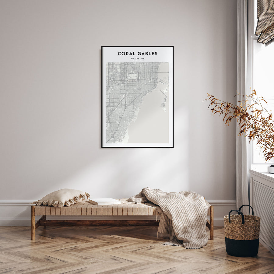 Coral Gables Map Portrait Poster