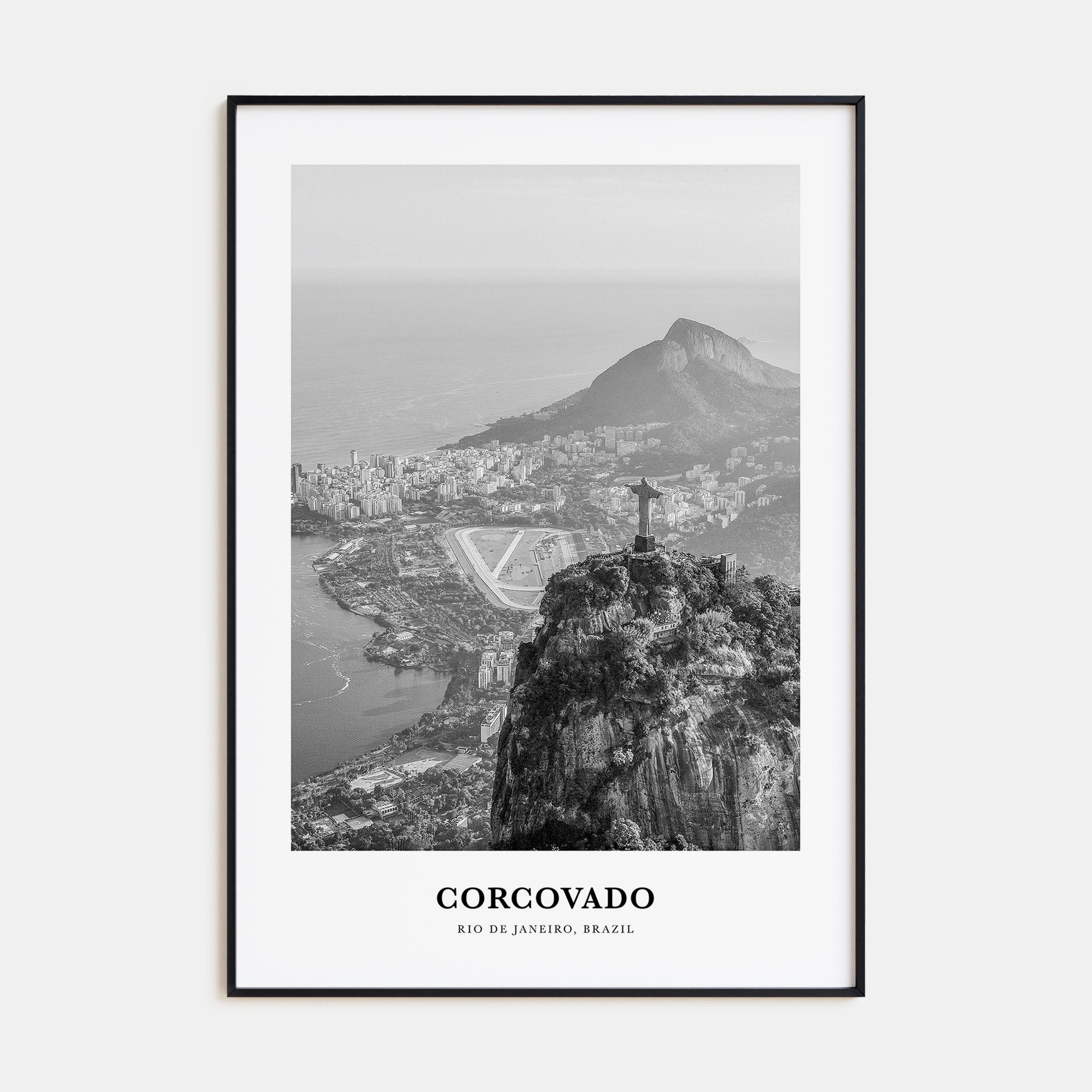 Corcovado Portrait B&W Poster