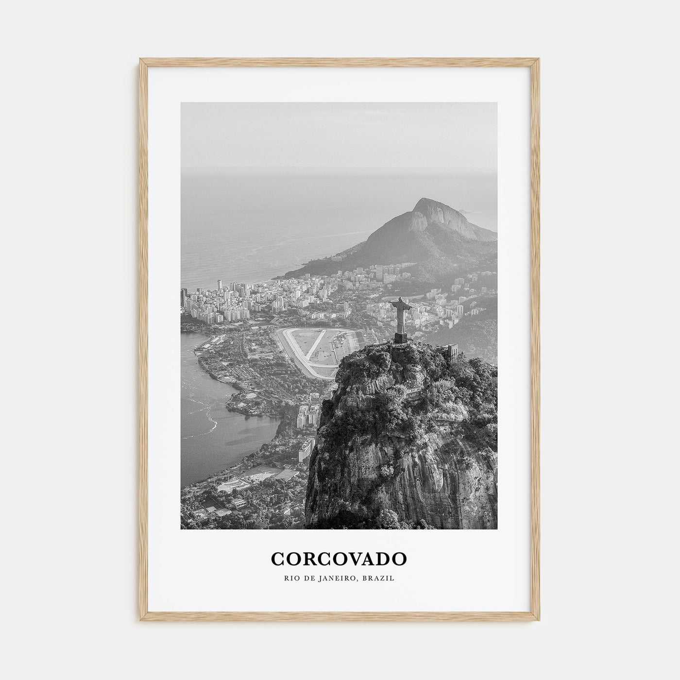 Corcovado Portrait B&W Poster
