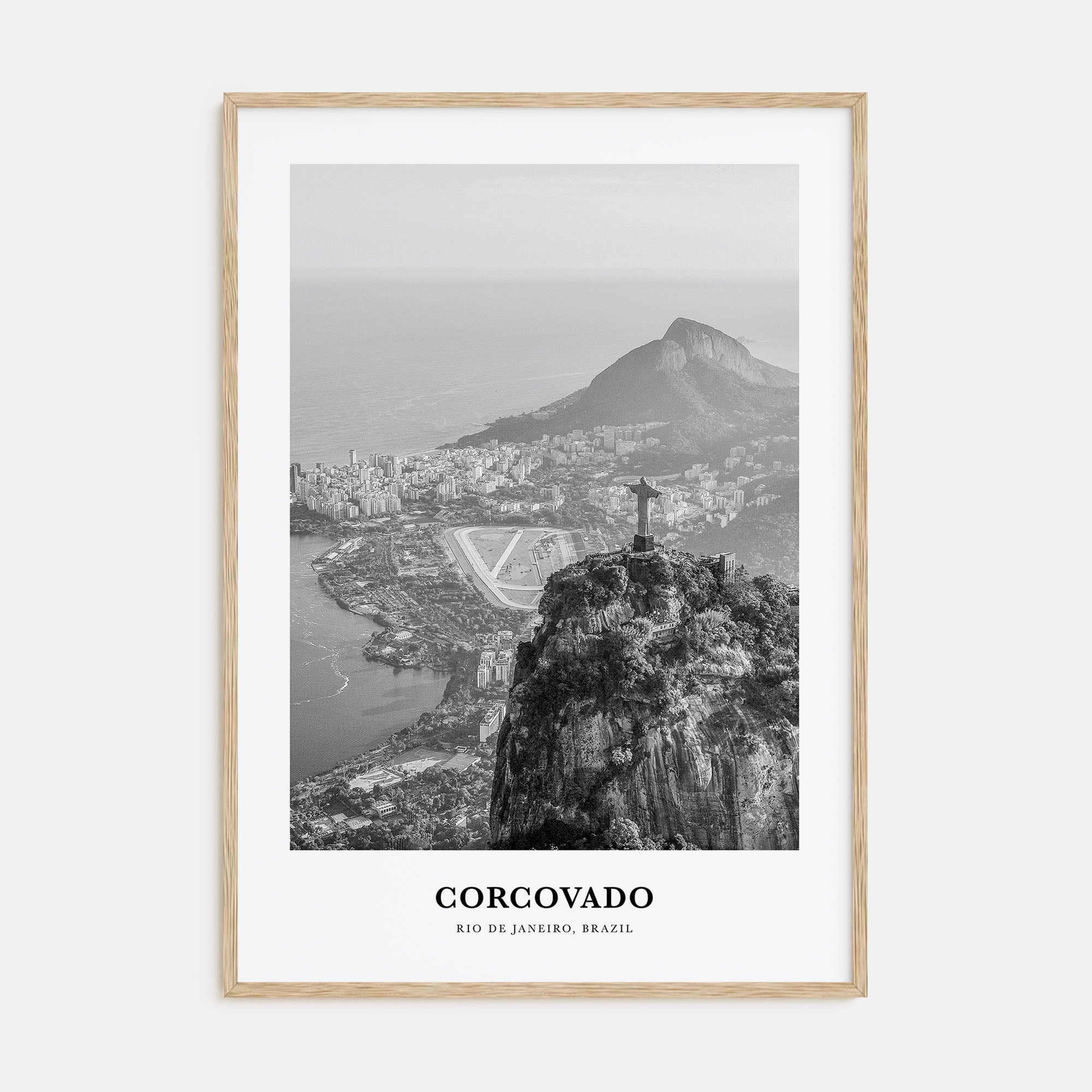 Corcovado Portrait B&W Poster
