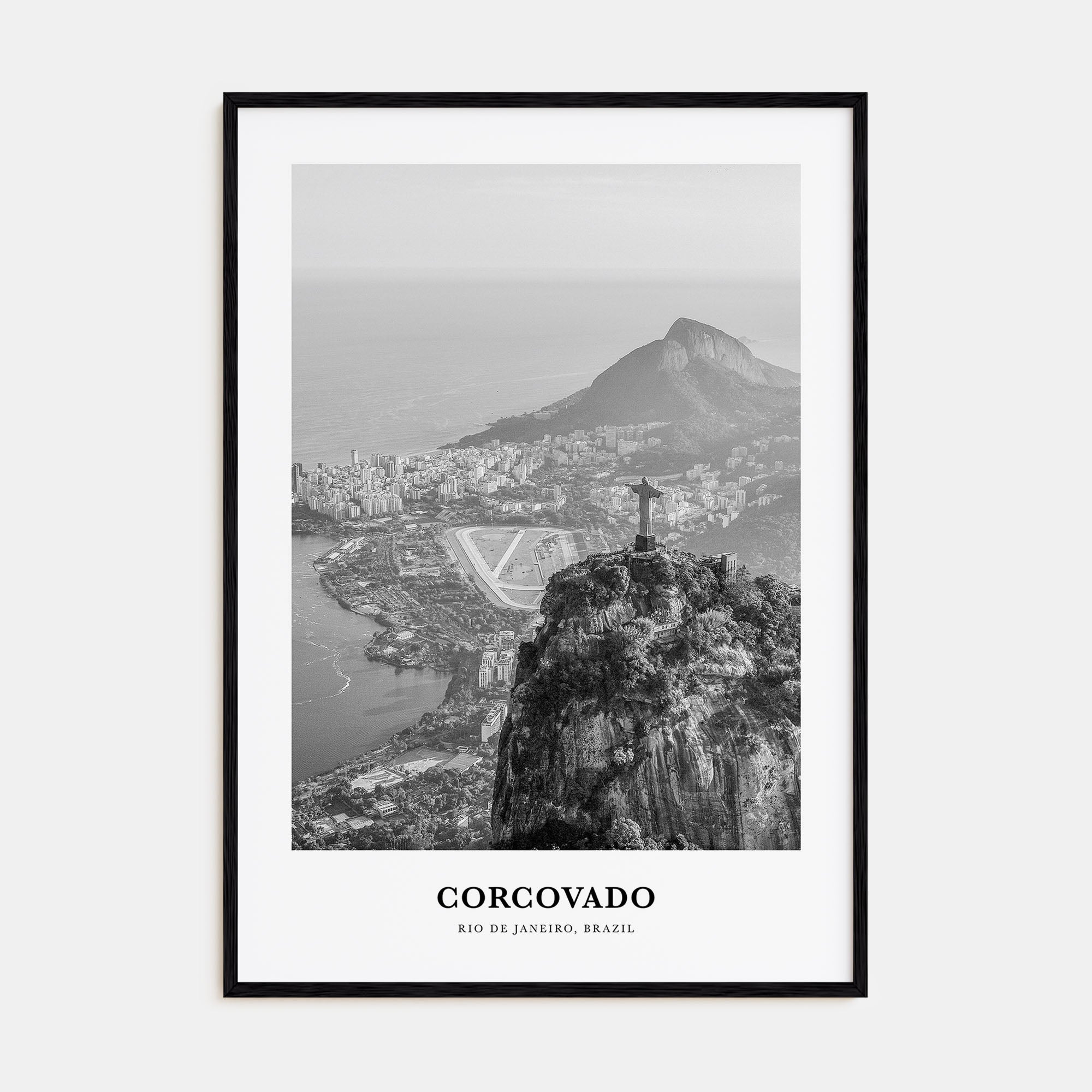 Corcovado Portrait B&W Poster