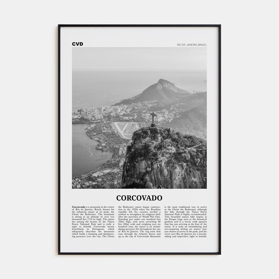 Corcovado Travel B&W Poster