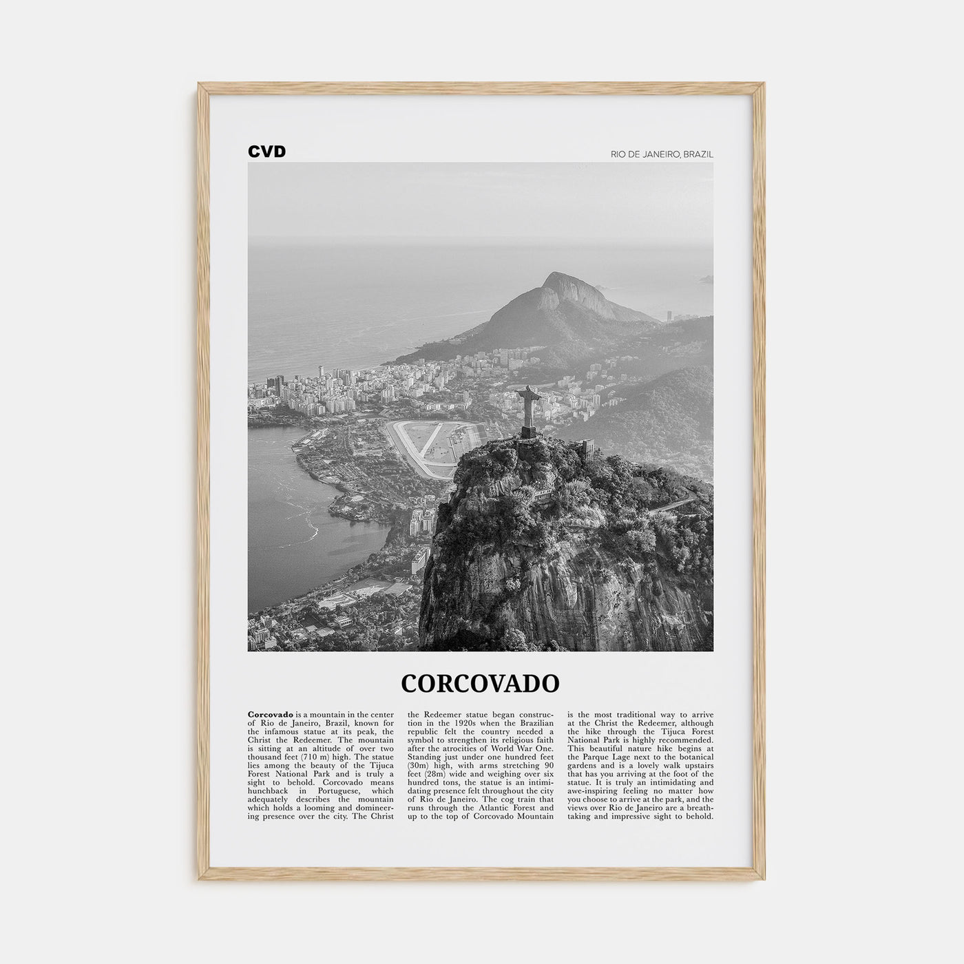 Corcovado Travel B&W Poster