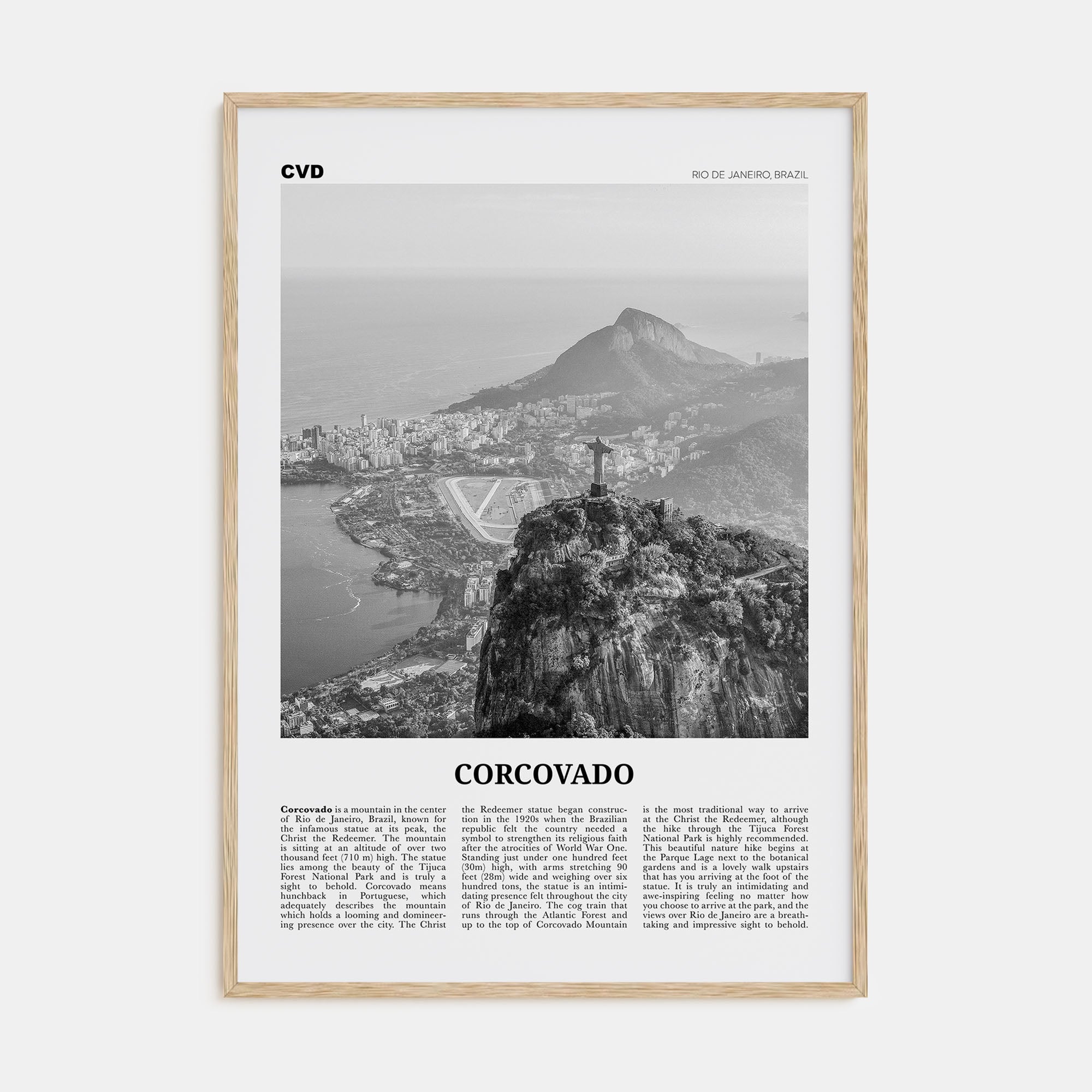 Corcovado Travel B&W Poster
