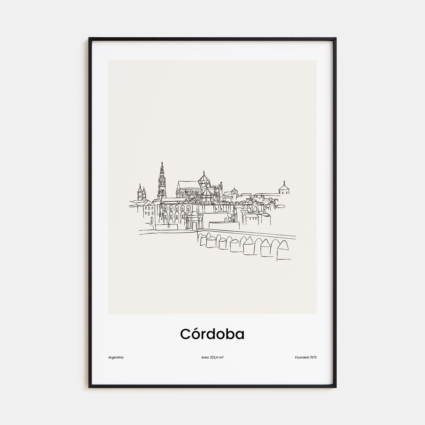 Córdoba, Argentina Drawn Poster